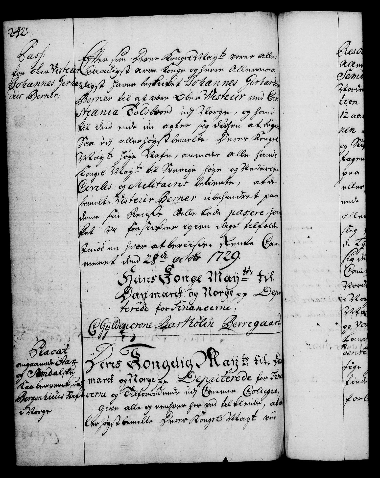 Rentekammeret, Kammerkanselliet, AV/RA-EA-3111/G/Gg/Gga/L0003: Norsk ekspedisjonsprotokoll med register (merket RK 53.3), 1727-1734, p. 242