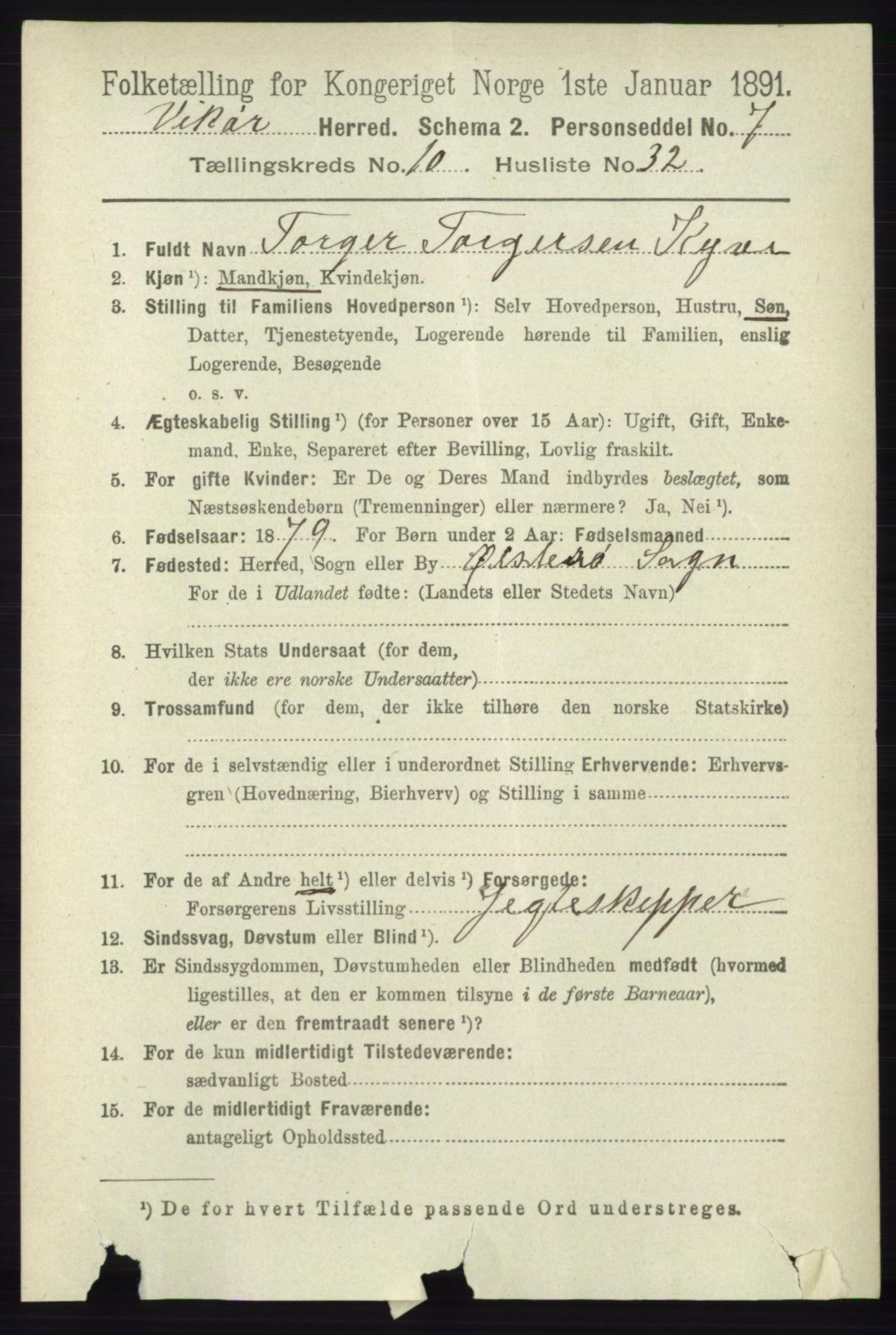 RA, 1891 census for 1238 Vikør, 1891, p. 3124