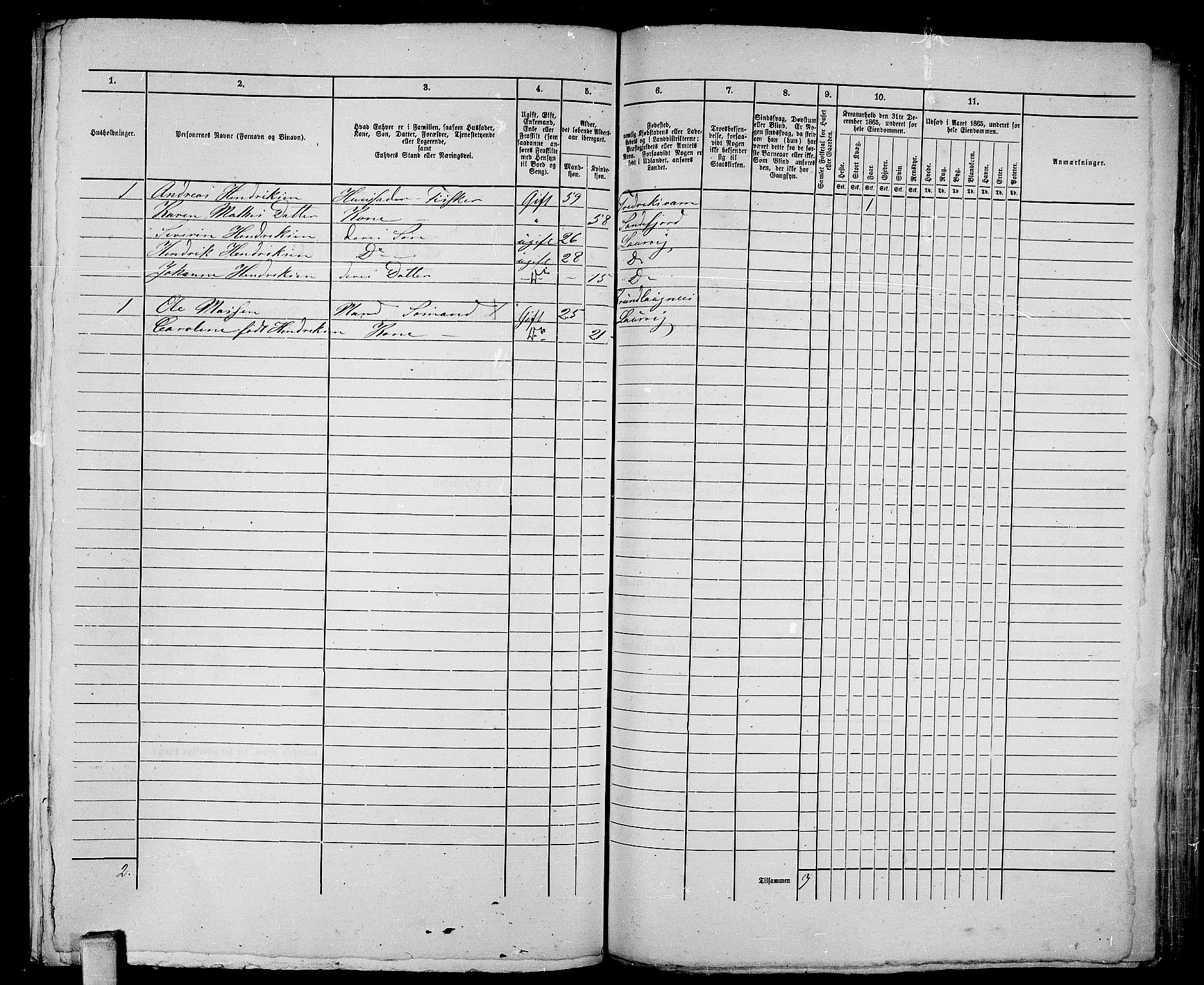 RA, 1865 census for Larvik, 1865, p. 1231