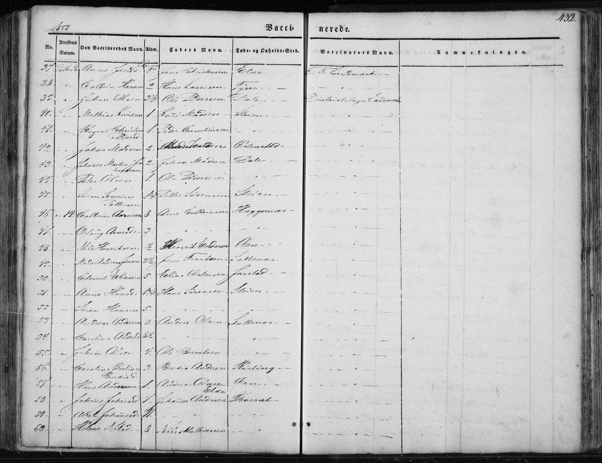 Fjaler sokneprestembete, AV/SAB-A-79801/H/Haa/Haaa/L0006: Parish register (official) no. A 6, 1835-1884, p. 432