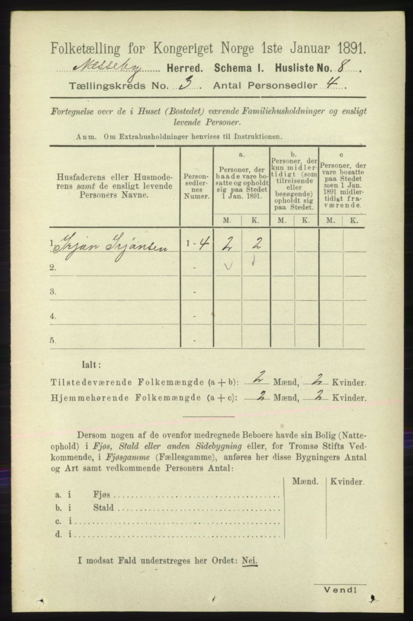 RA, 1891 census for 2027 Nesseby, 1891, p. 990