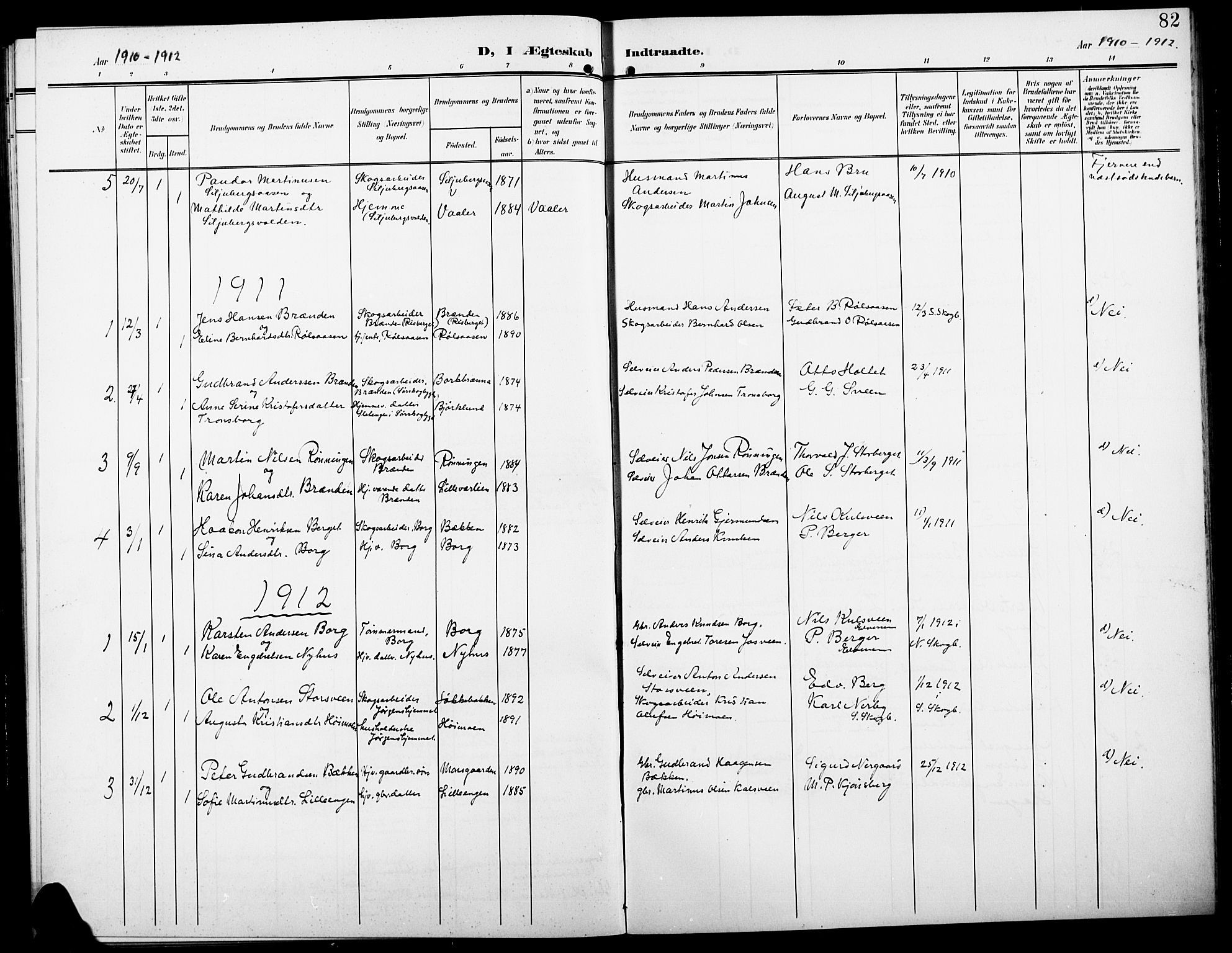 Elverum prestekontor, SAH/PREST-044/H/Ha/Hab/L0008: Parish register (copy) no. 8, 1908-1918, p. 82