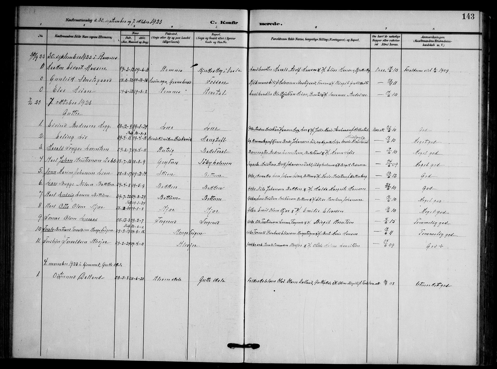 Våle kirkebøker, SAKO/A-334/F/Fa/L0012: Parish register (official) no. I 12, 1907-1934, p. 143
