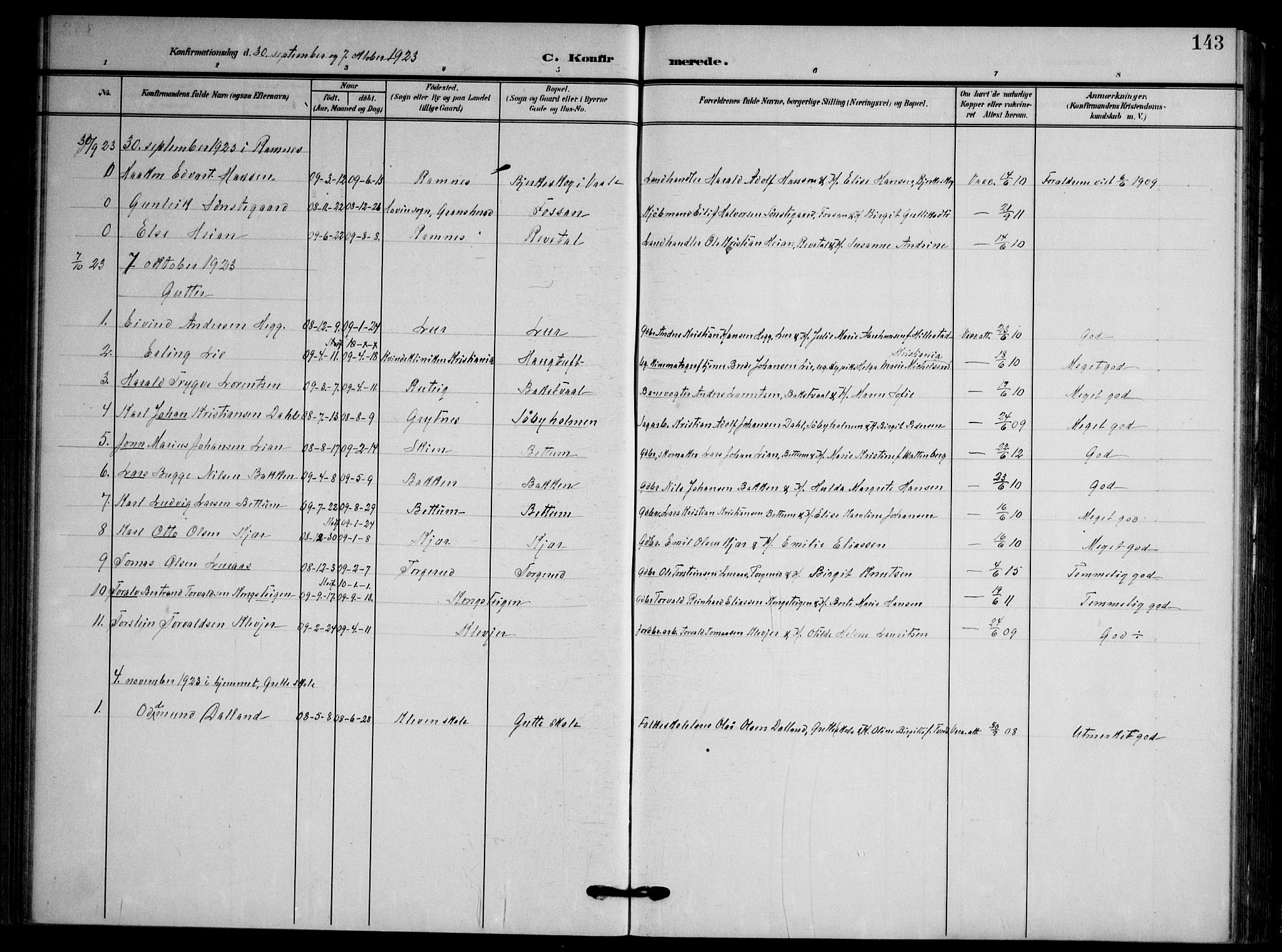 Våle kirkebøker, AV/SAKO-A-334/F/Fa/L0012: Parish register (official) no. I 12, 1907-1934, p. 143