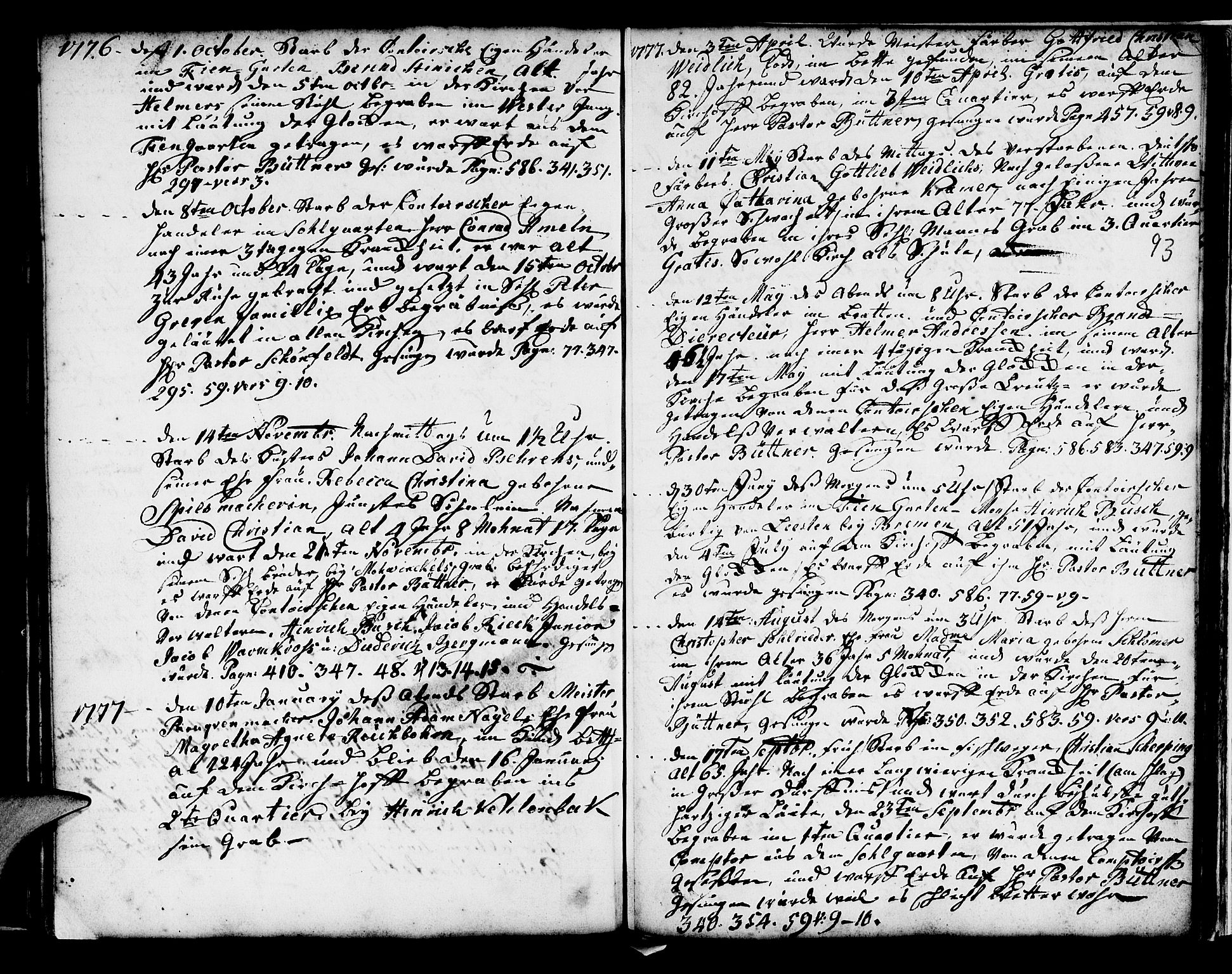 Mariakirken Sokneprestembete, SAB/A-76901/H/Haa/L0001: Parish register (official) no. A 1, 1740-1784, p. 93