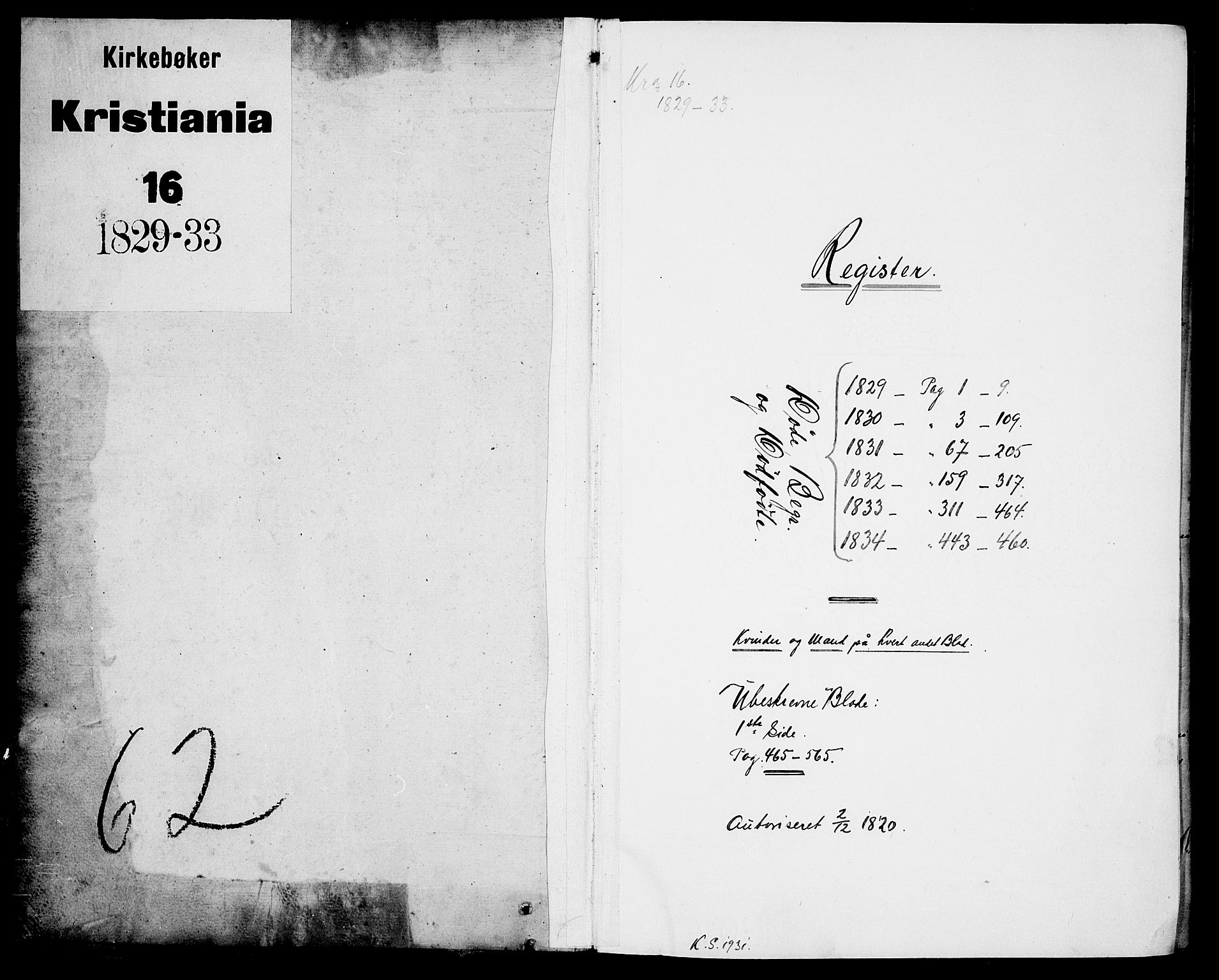 Oslo domkirke Kirkebøker, SAO/A-10752/F/Fa/L0023: Parish register (official) no. 23, 1829-1834