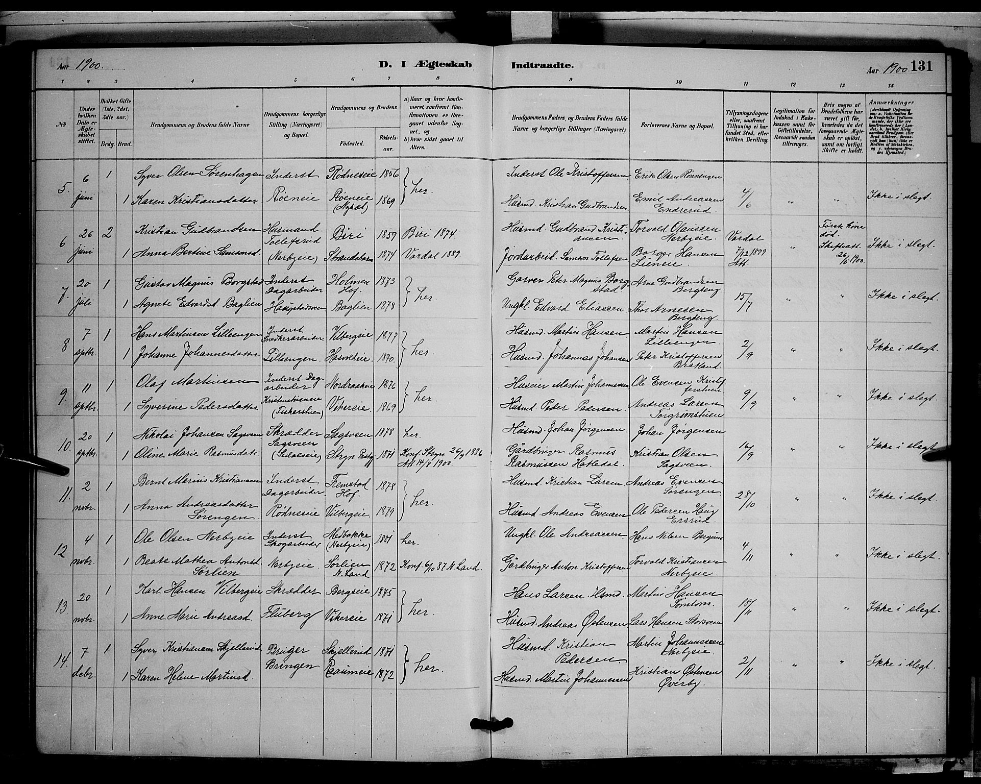 Søndre Land prestekontor, AV/SAH-PREST-122/L/L0003: Parish register (copy) no. 3, 1884-1902, p. 131