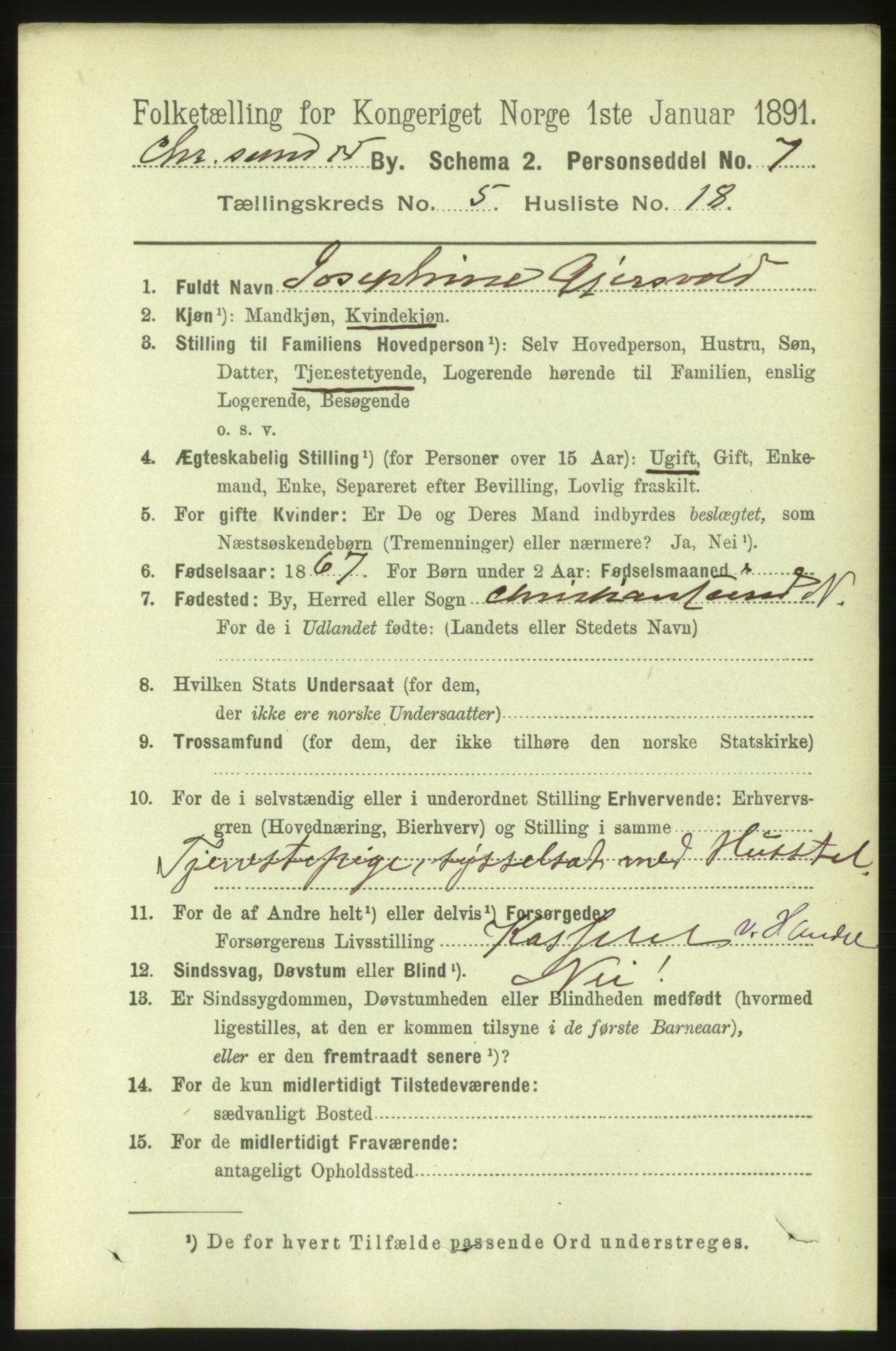 RA, 1891 census for 1503 Kristiansund, 1891, p. 4530