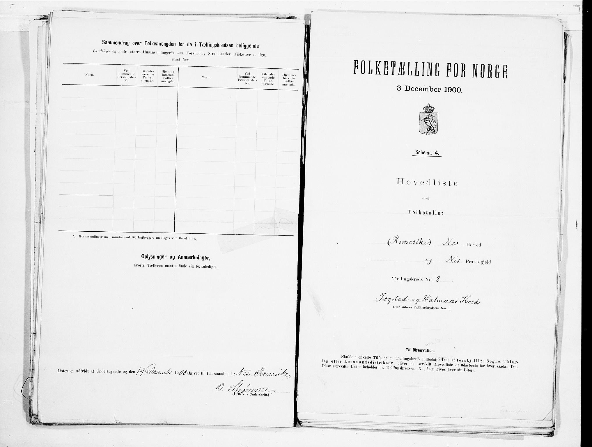 SAO, 1900 census for Nes, 1900, p. 19