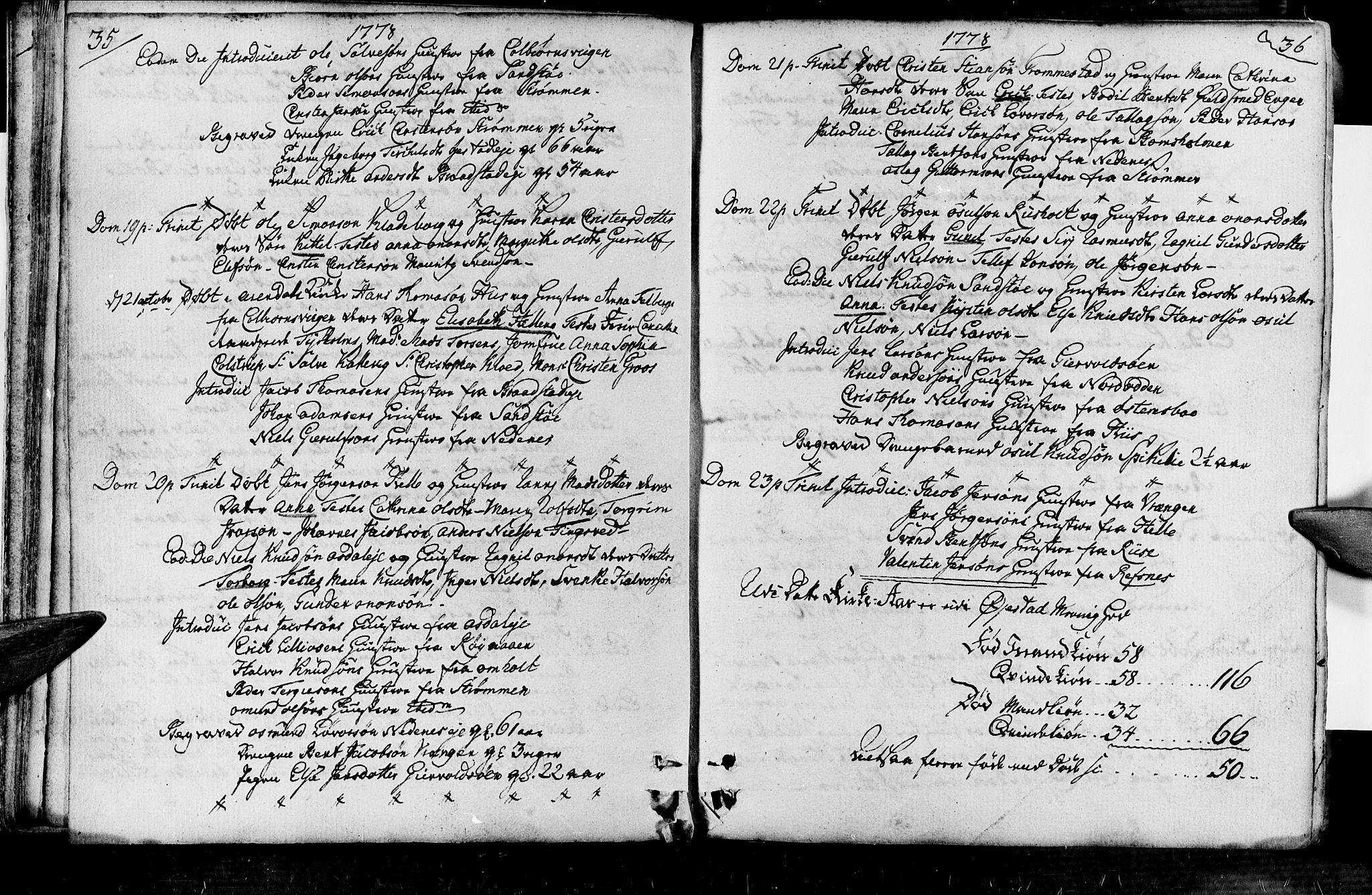 Øyestad sokneprestkontor, AV/SAK-1111-0049/F/Fa/L0008: Parish register (official) no. A 8, 1777-1804, p. 35-36