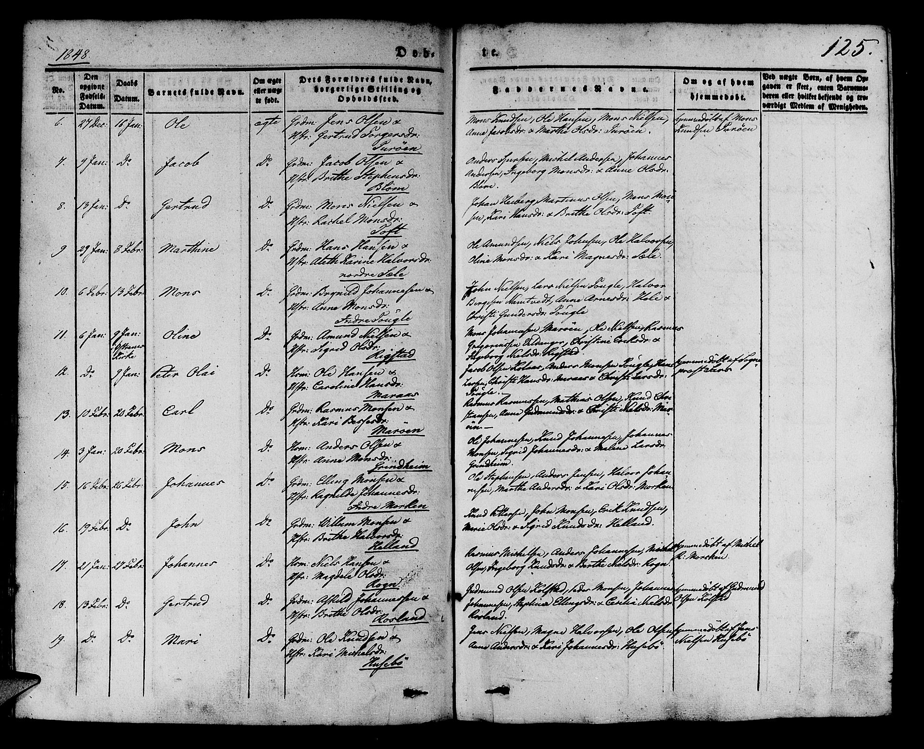 Manger sokneprestembete, AV/SAB-A-76801/H/Haa: Parish register (official) no. A 5, 1839-1848, p. 125