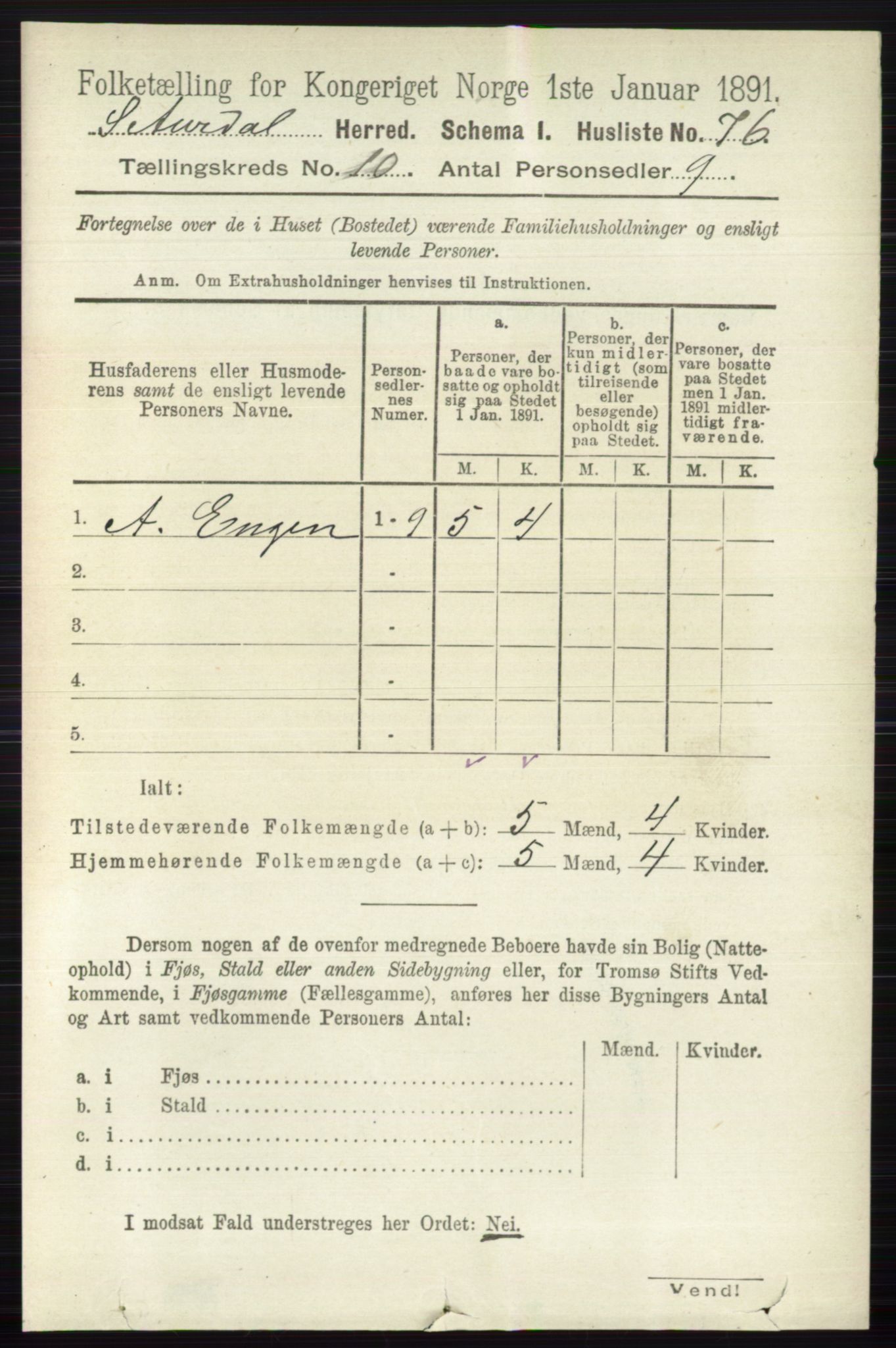 RA, 1891 census for 0540 Sør-Aurdal, 1891, p. 5867