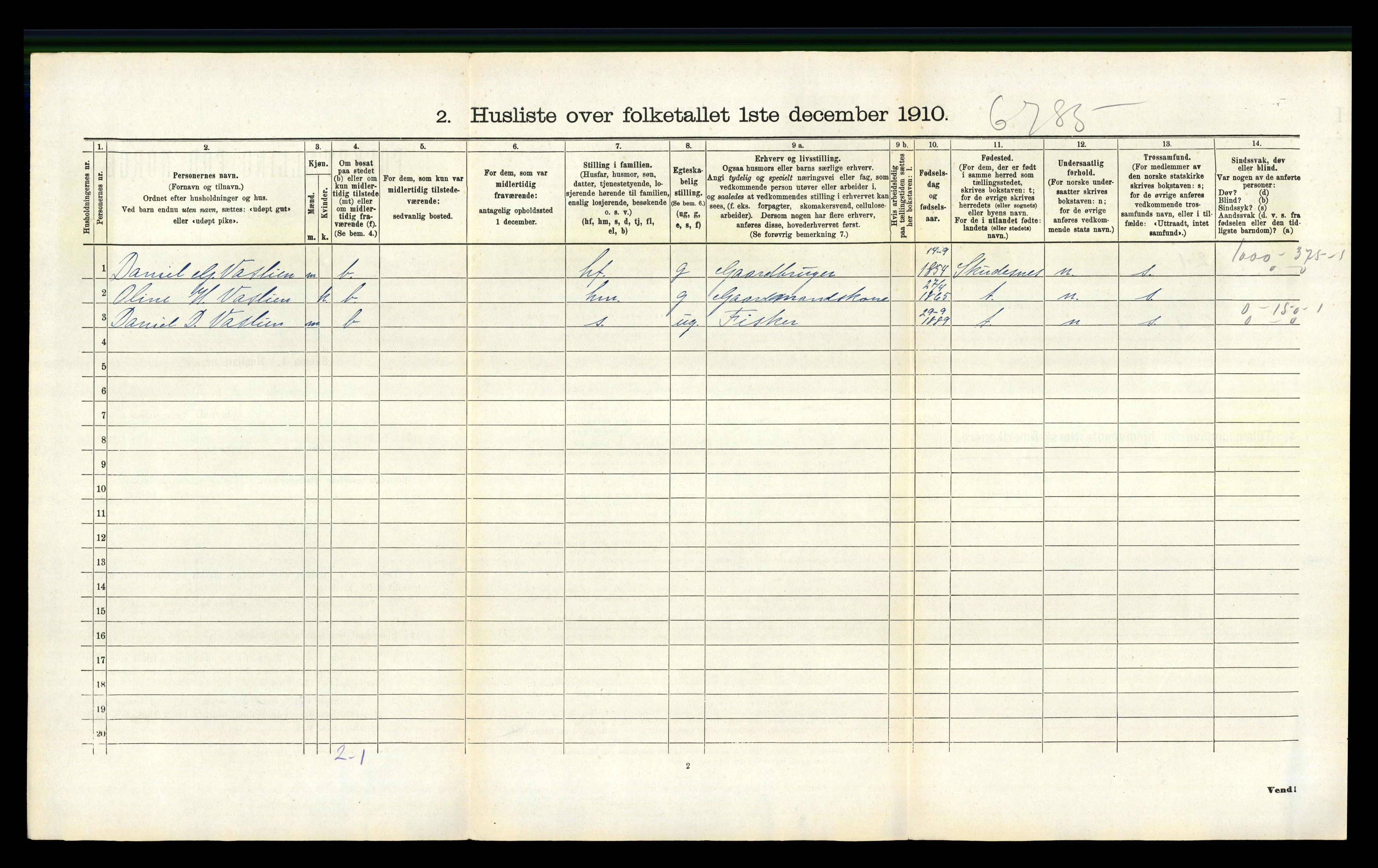 RA, 1910 census for Valestrand, 1910, p. 145