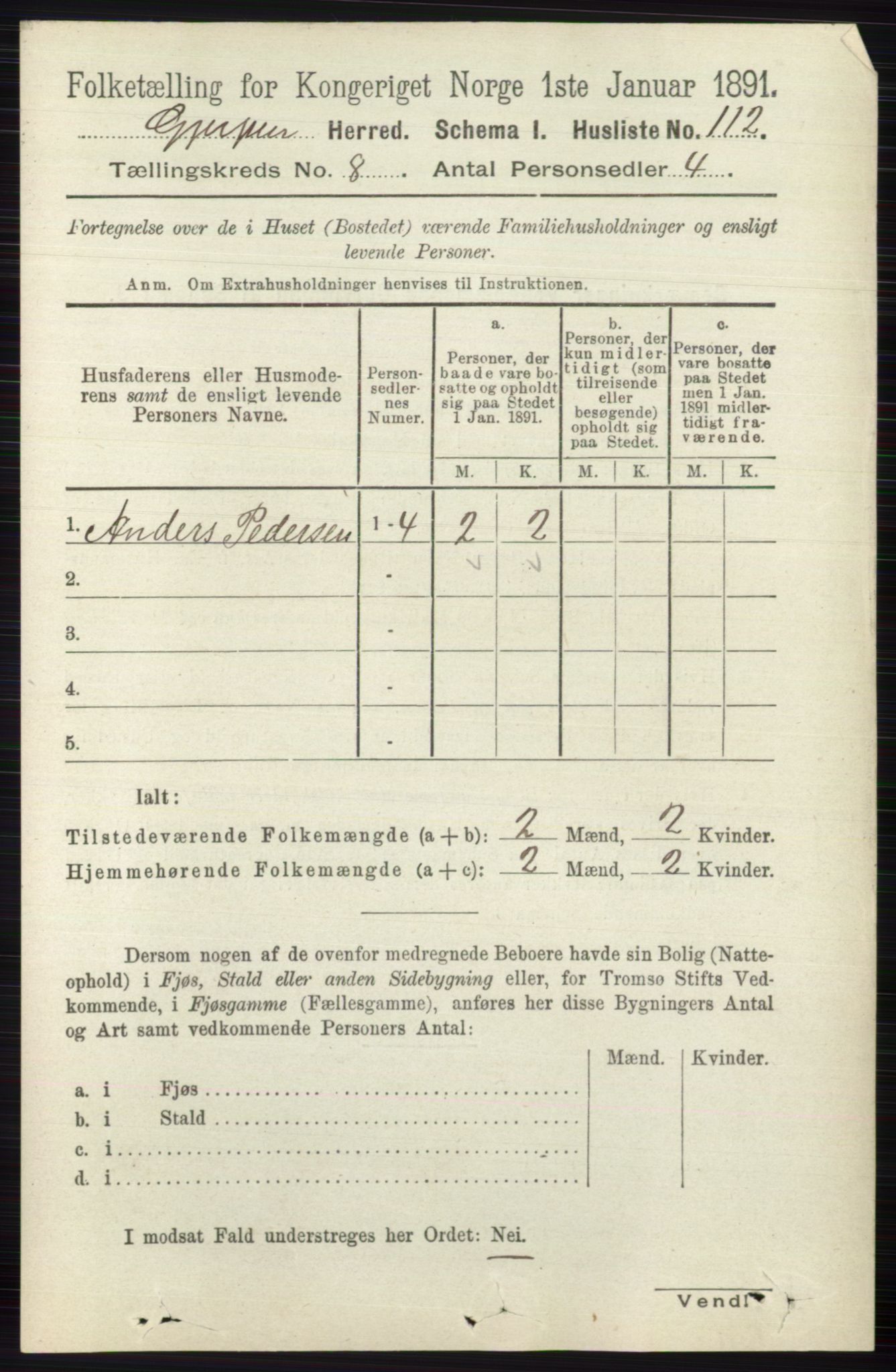 RA, 1891 census for 0812 Gjerpen, 1891, p. 4007