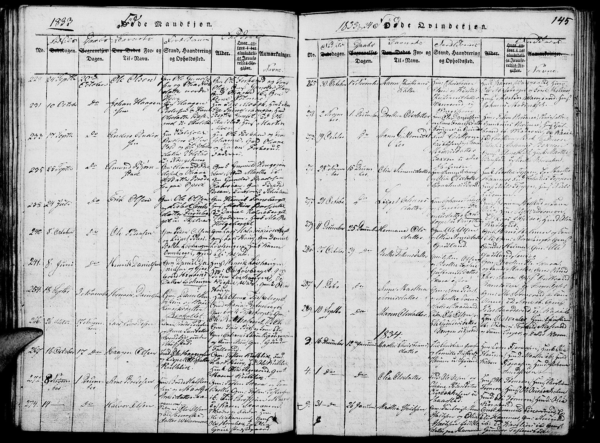 Grue prestekontor, SAH/PREST-036/H/Ha/Hab/L0002: Parish register (copy) no. 2, 1815-1841, p. 145