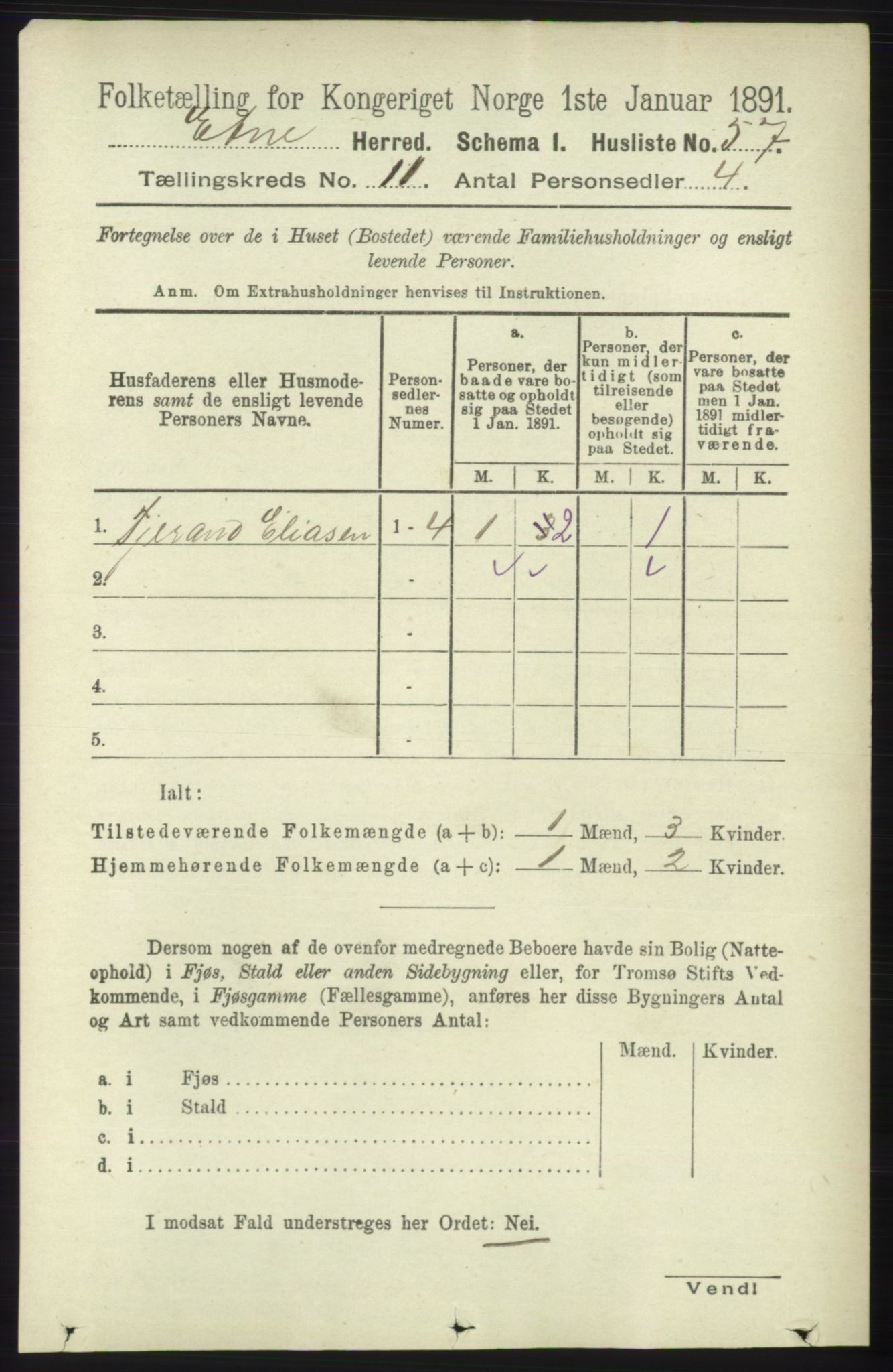 RA, 1891 census for 1211 Etne, 1891, p. 2259