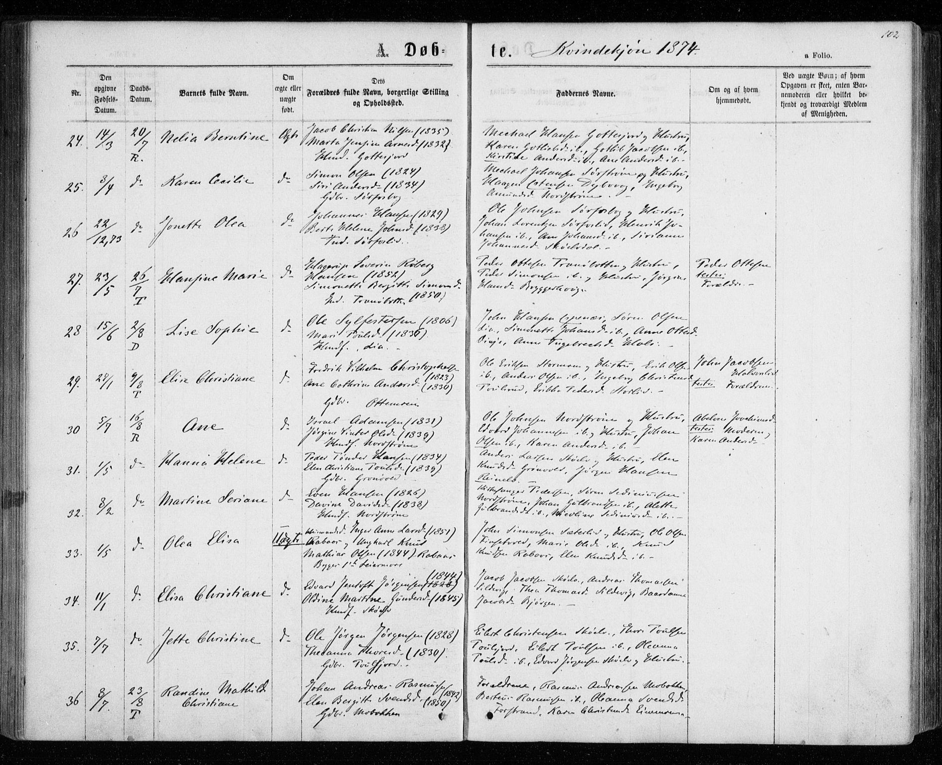 Tranøy sokneprestkontor, AV/SATØ-S-1313/I/Ia/Iaa/L0008kirke: Parish register (official) no. 8, 1867-1877, p. 102