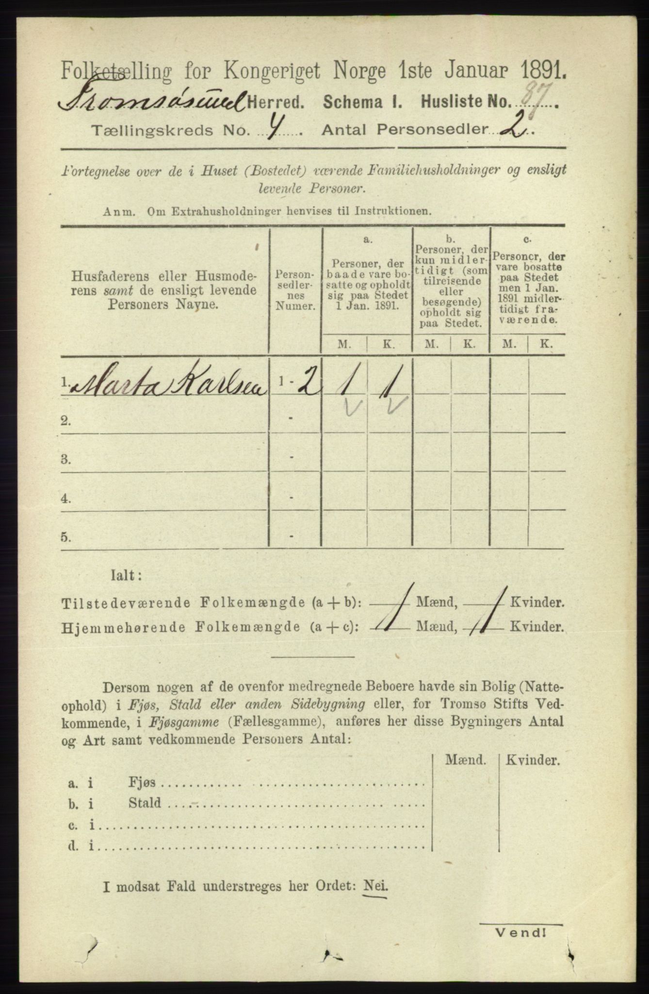 RA, 1891 census for 1934 Tromsøysund, 1891, p. 1544