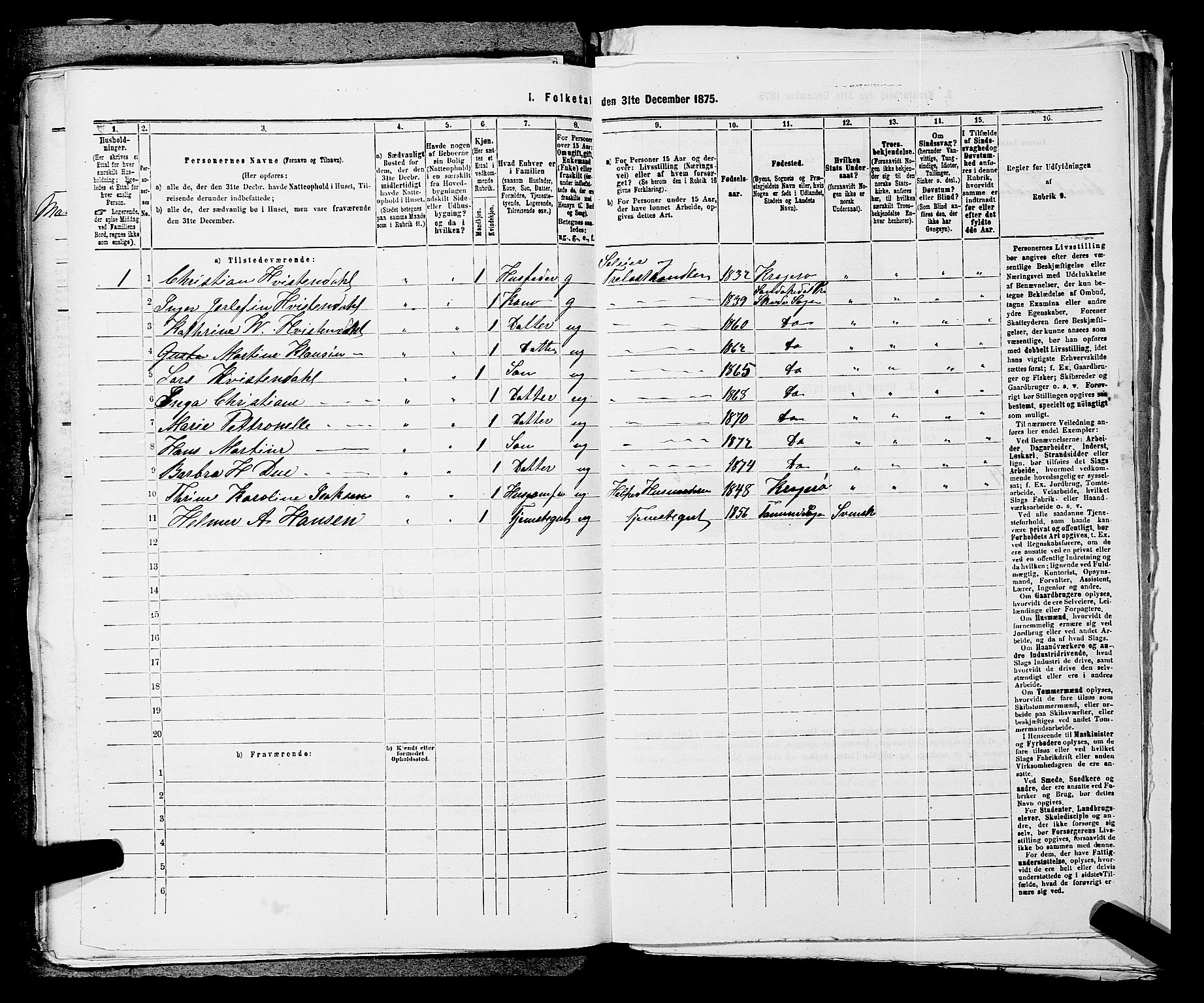 SAKO, 1875 census for 0816P Sannidal, 1875, p. 2227