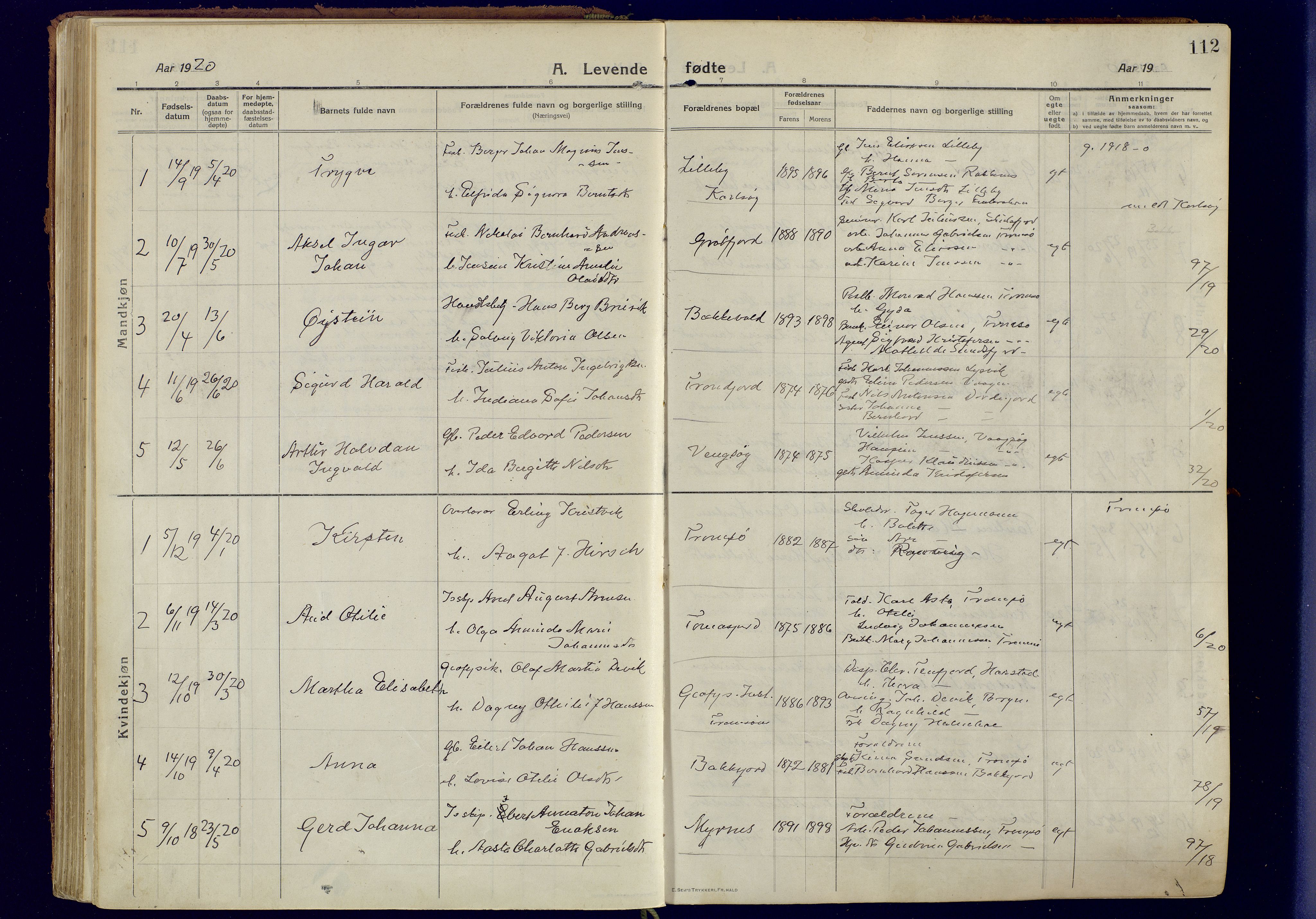 Tromsøysund sokneprestkontor, SATØ/S-1304/G/Ga/L0008kirke: Parish register (official) no. 8, 1914-1922, p. 112