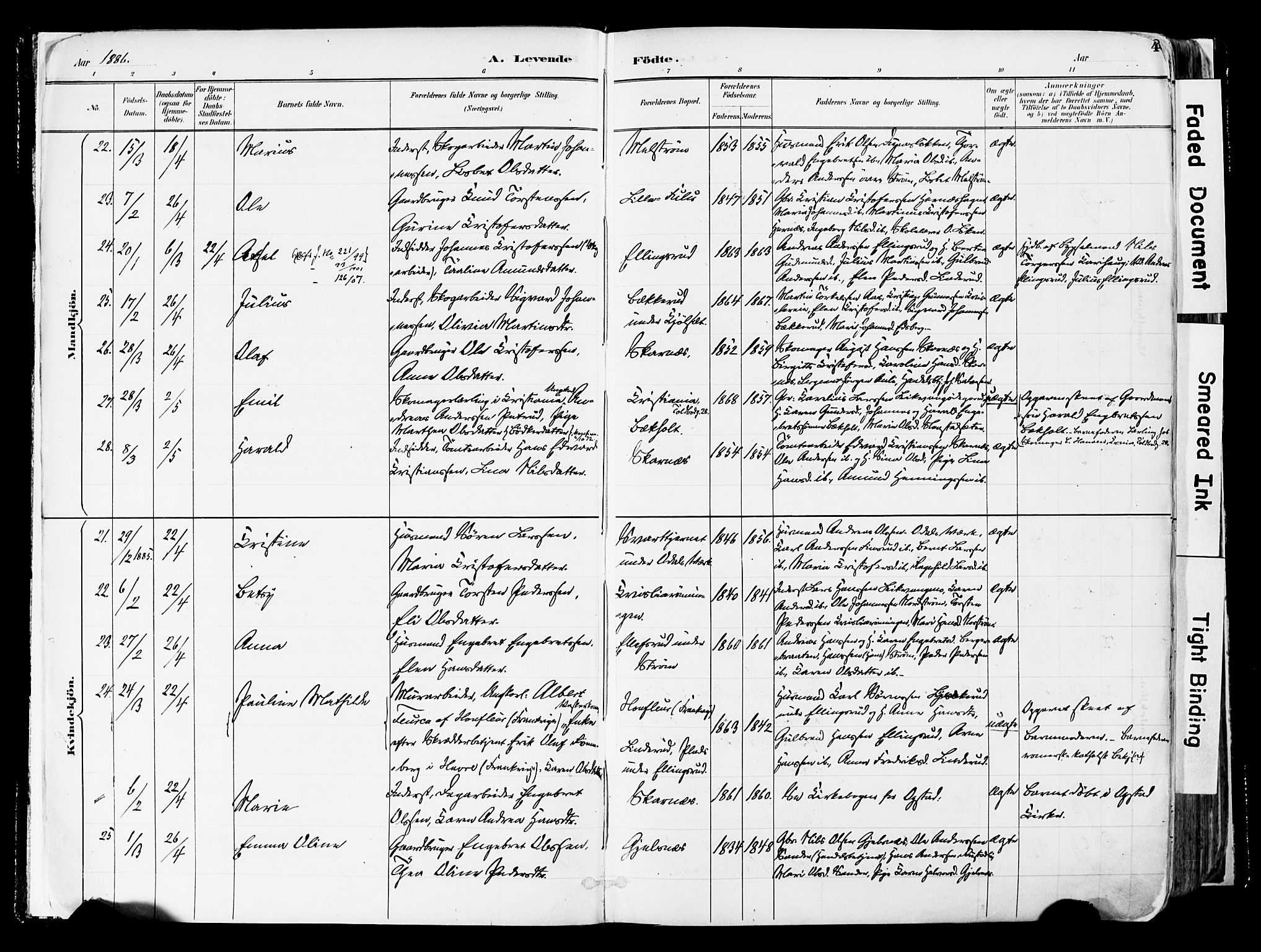 Sør-Odal prestekontor, AV/SAH-PREST-030/H/Ha/Haa/L0006: Parish register (official) no. 6, 1886-1931, p. 4