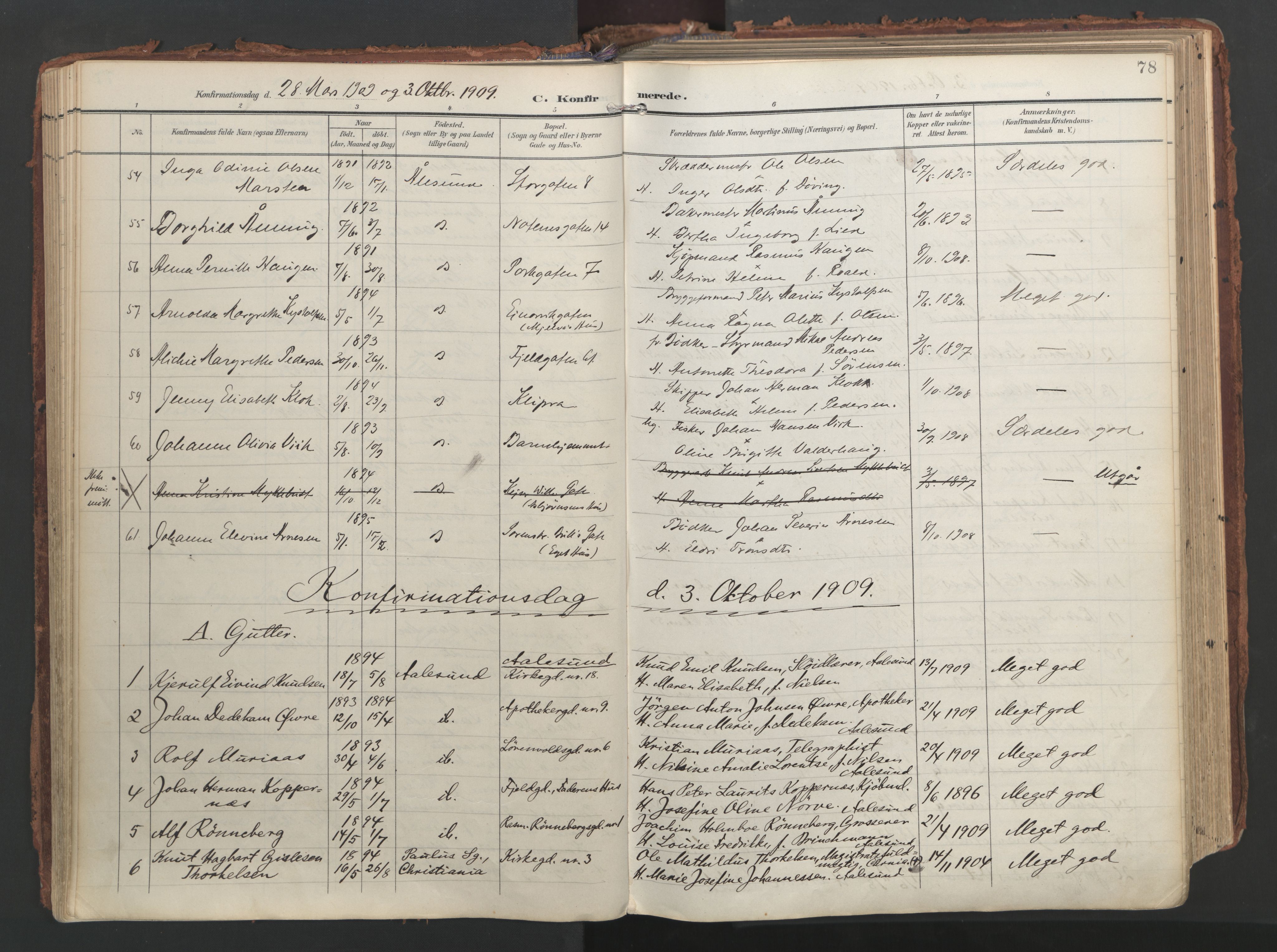 Ministerialprotokoller, klokkerbøker og fødselsregistre - Møre og Romsdal, AV/SAT-A-1454/529/L0459: Parish register (official) no. 529A09, 1904-1917, p. 78