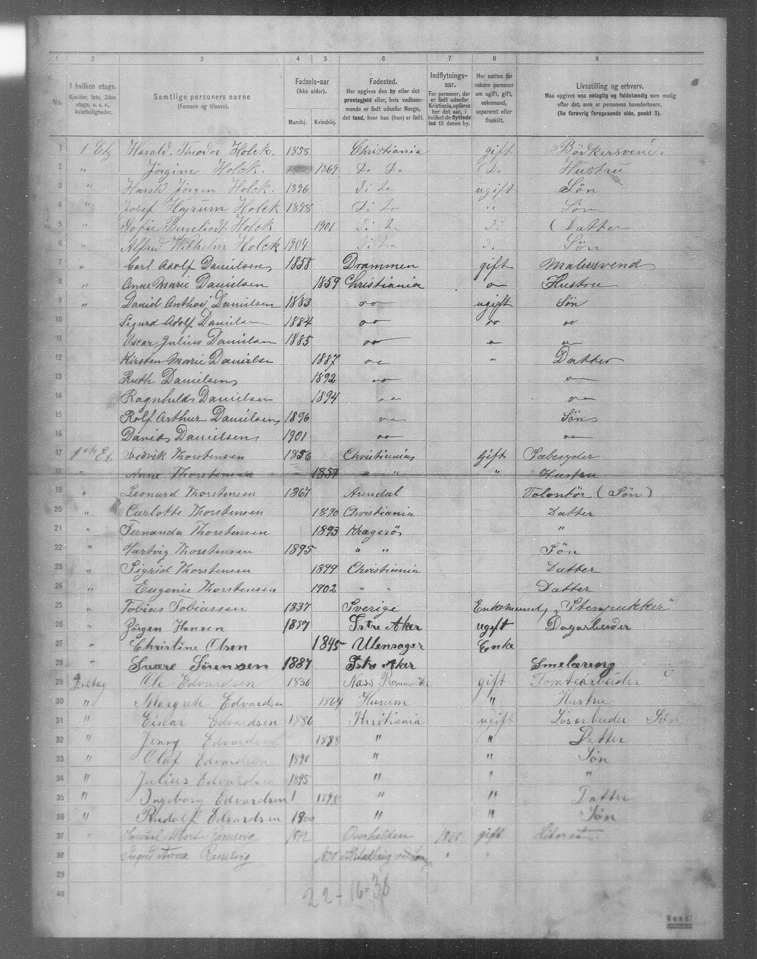 OBA, Municipal Census 1904 for Kristiania, 1904, p. 7686