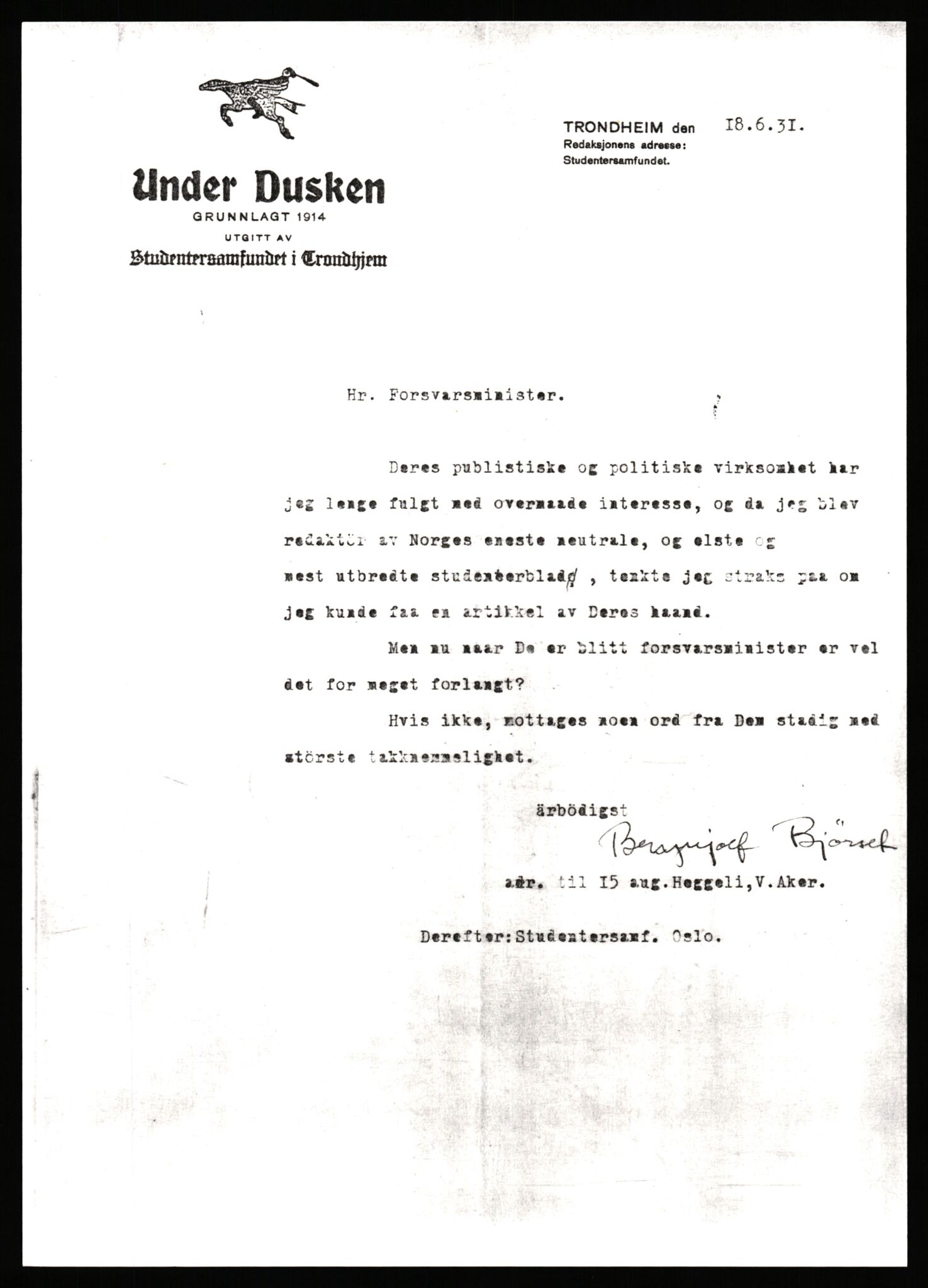 Quisling, Vidkun, AV/RA-PA-0750/G/Gf/L0001: Brev mv. til Vidkun Quisling, 1930-1938, p. 129