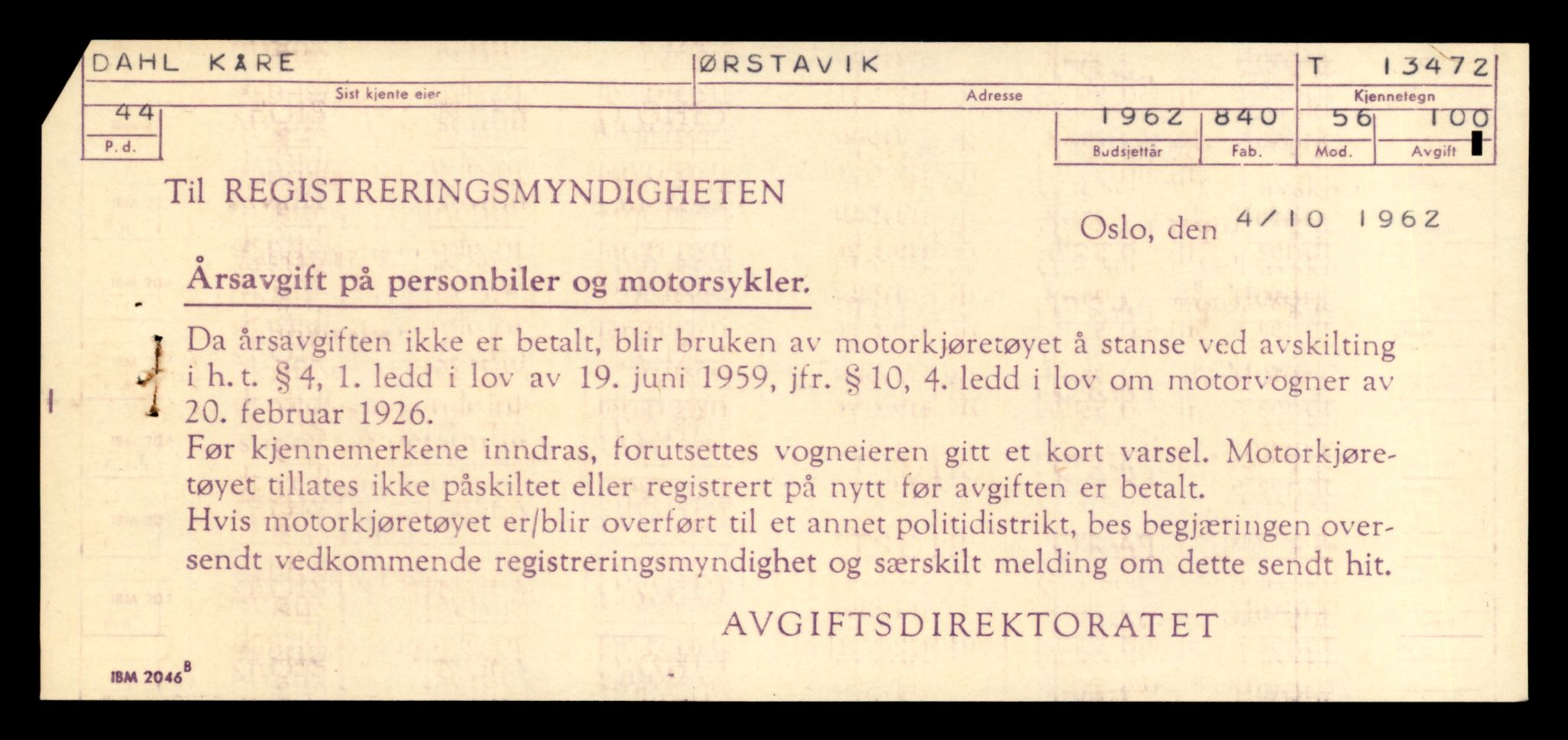 Møre og Romsdal vegkontor - Ålesund trafikkstasjon, AV/SAT-A-4099/F/Fe/L0039: Registreringskort for kjøretøy T 13361 - T 13530, 1927-1998, p. 1912
