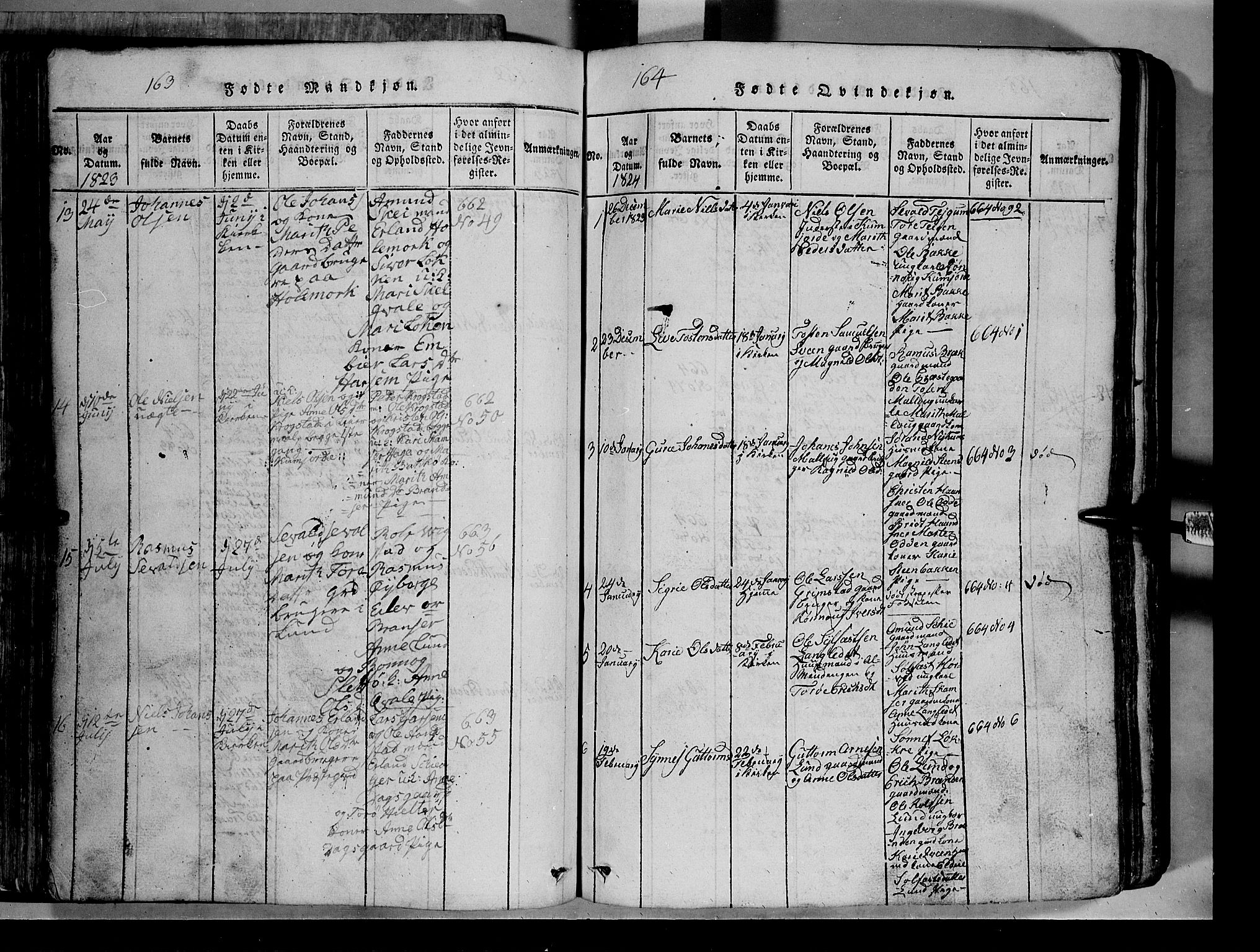 Lom prestekontor, SAH/PREST-070/L/L0003: Parish register (copy) no. 3, 1815-1844, p. 163-164