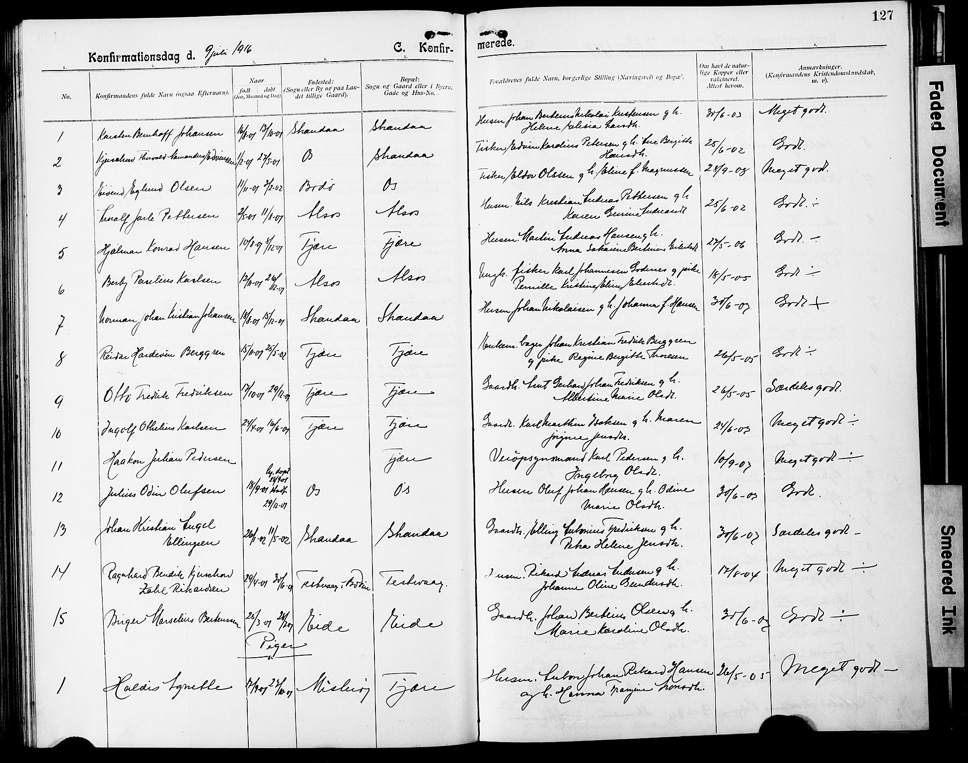 Ministerialprotokoller, klokkerbøker og fødselsregistre - Nordland, SAT/A-1459/803/L0077: Parish register (copy) no. 803C04, 1897-1930, p. 127