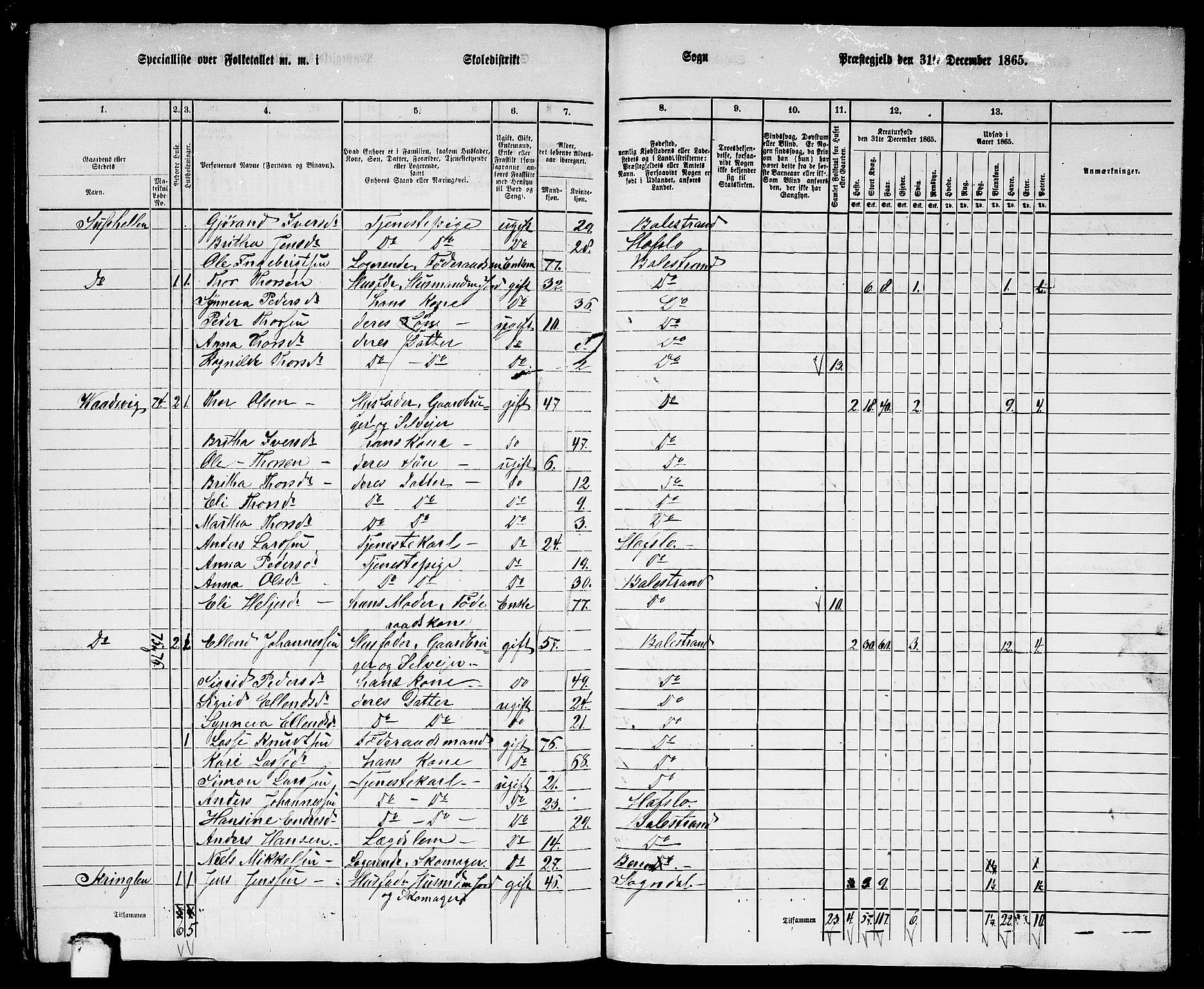 RA, 1865 census for Balestrand, 1865, p. 81