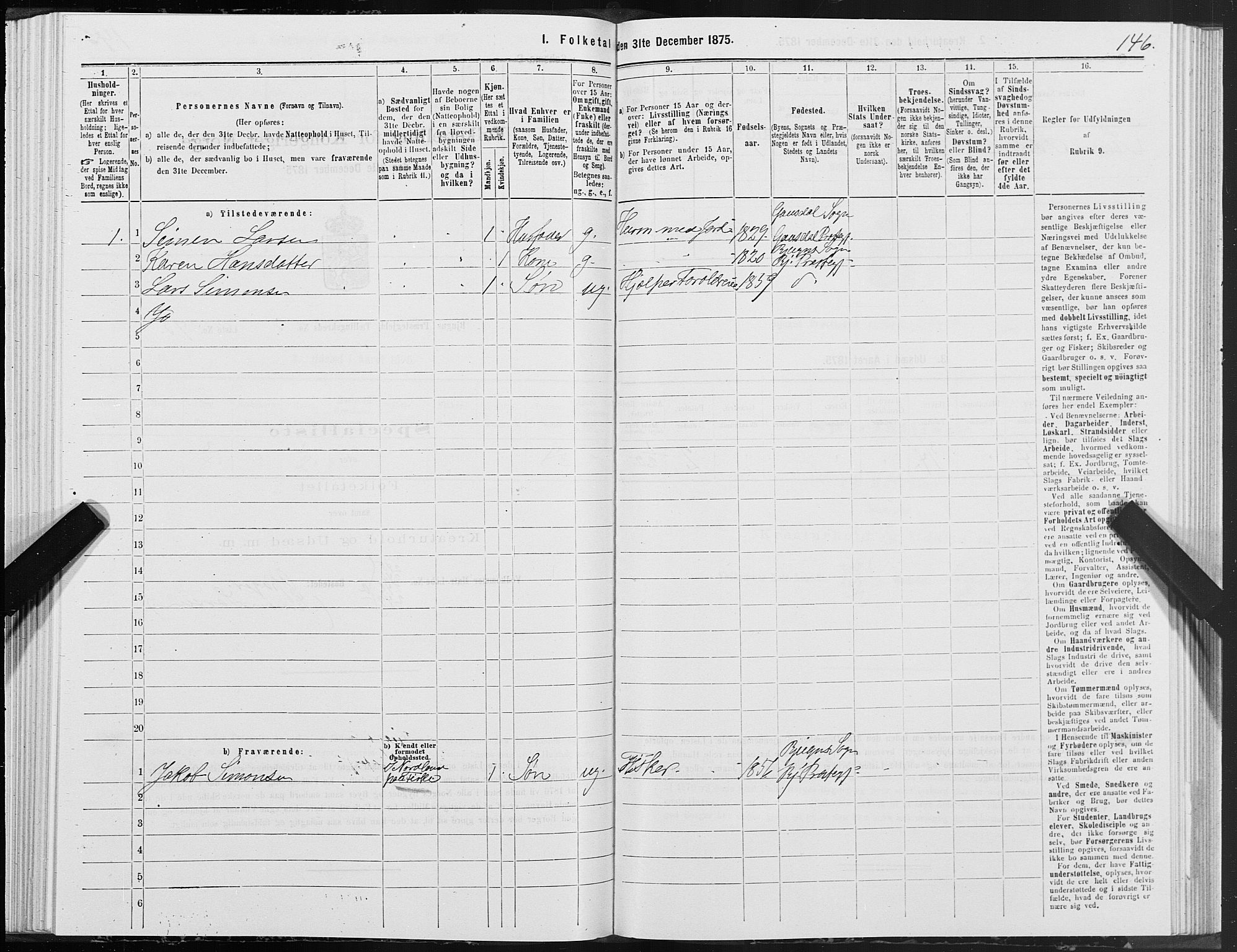 SAT, 1875 census for 1627P Bjugn, 1875, p. 2146