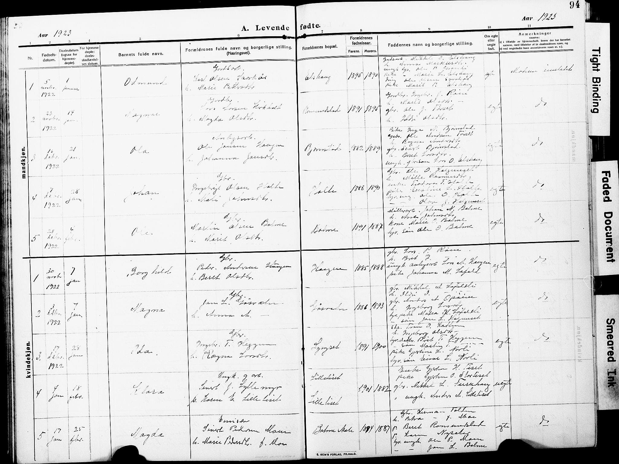 Ministerialprotokoller, klokkerbøker og fødselsregistre - Møre og Romsdal, AV/SAT-A-1454/598/L1079: Parish register (copy) no. 598C04, 1909-1927, p. 94