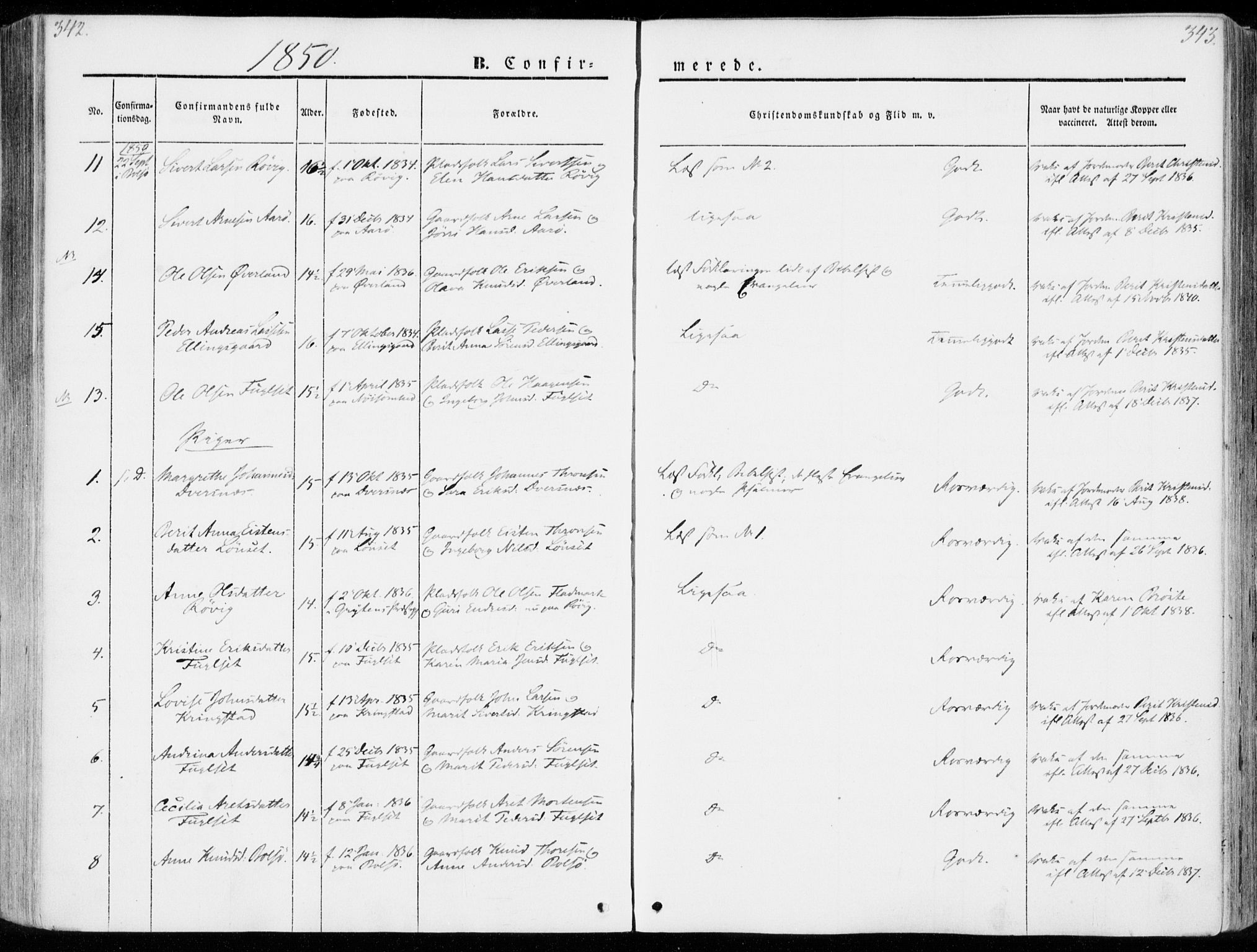 Ministerialprotokoller, klokkerbøker og fødselsregistre - Møre og Romsdal, SAT/A-1454/555/L0653: Parish register (official) no. 555A04, 1843-1869, p. 342-343