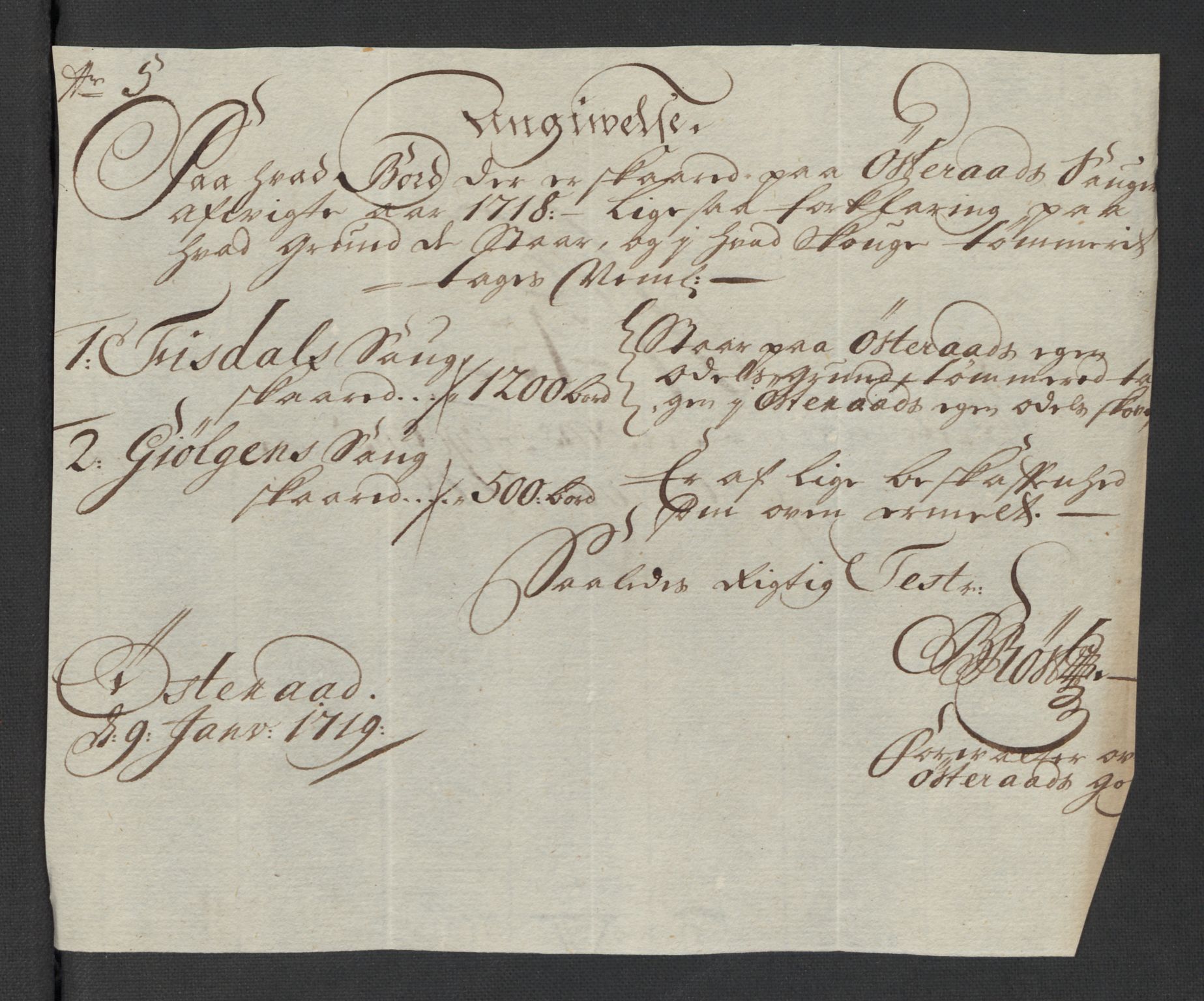 Rentekammeret inntil 1814, Reviderte regnskaper, Fogderegnskap, AV/RA-EA-4092/R57/L3866: Fogderegnskap Fosen, 1718, p. 120