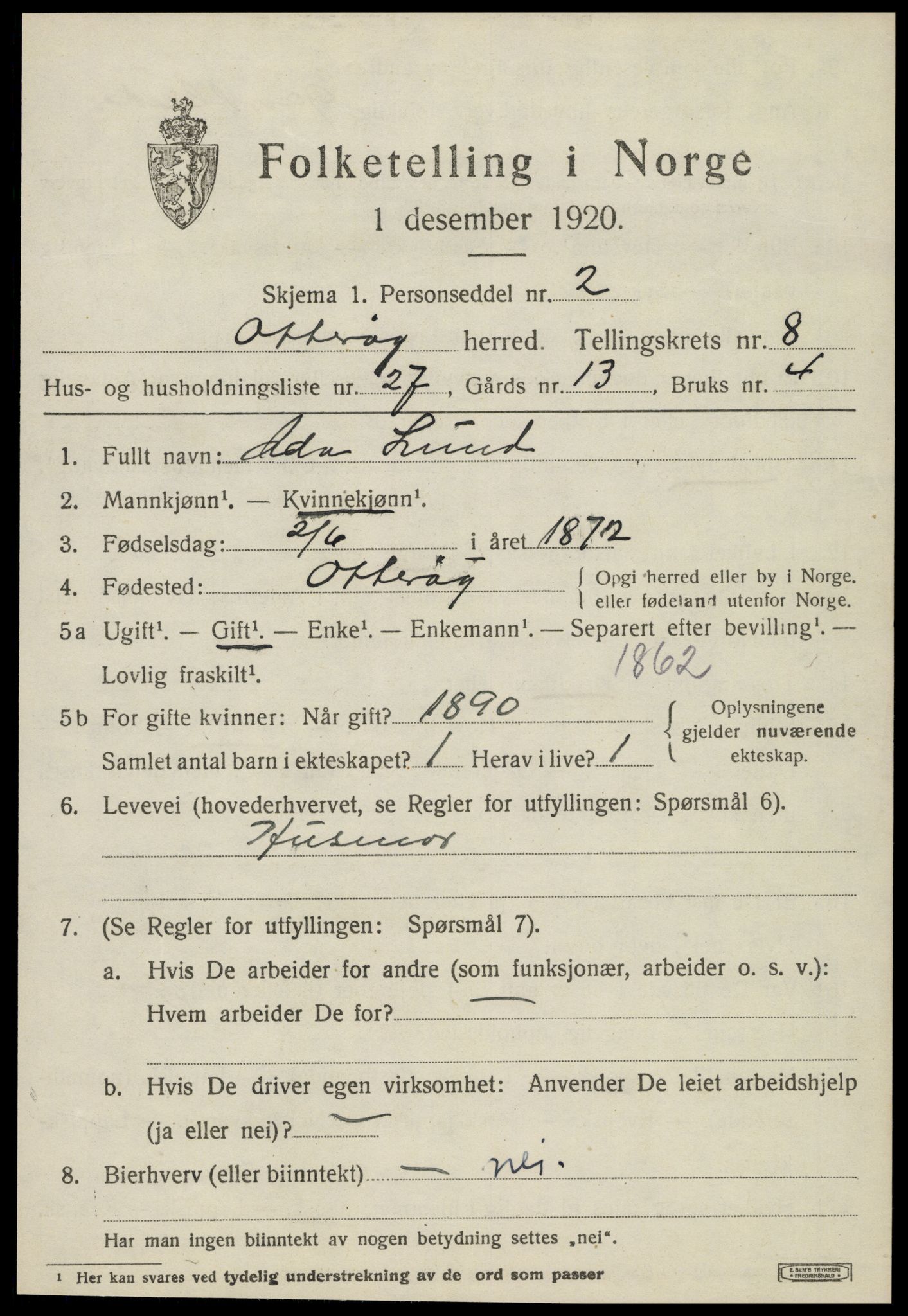 SAT, 1920 census for Otterøy, 1920, p. 3289