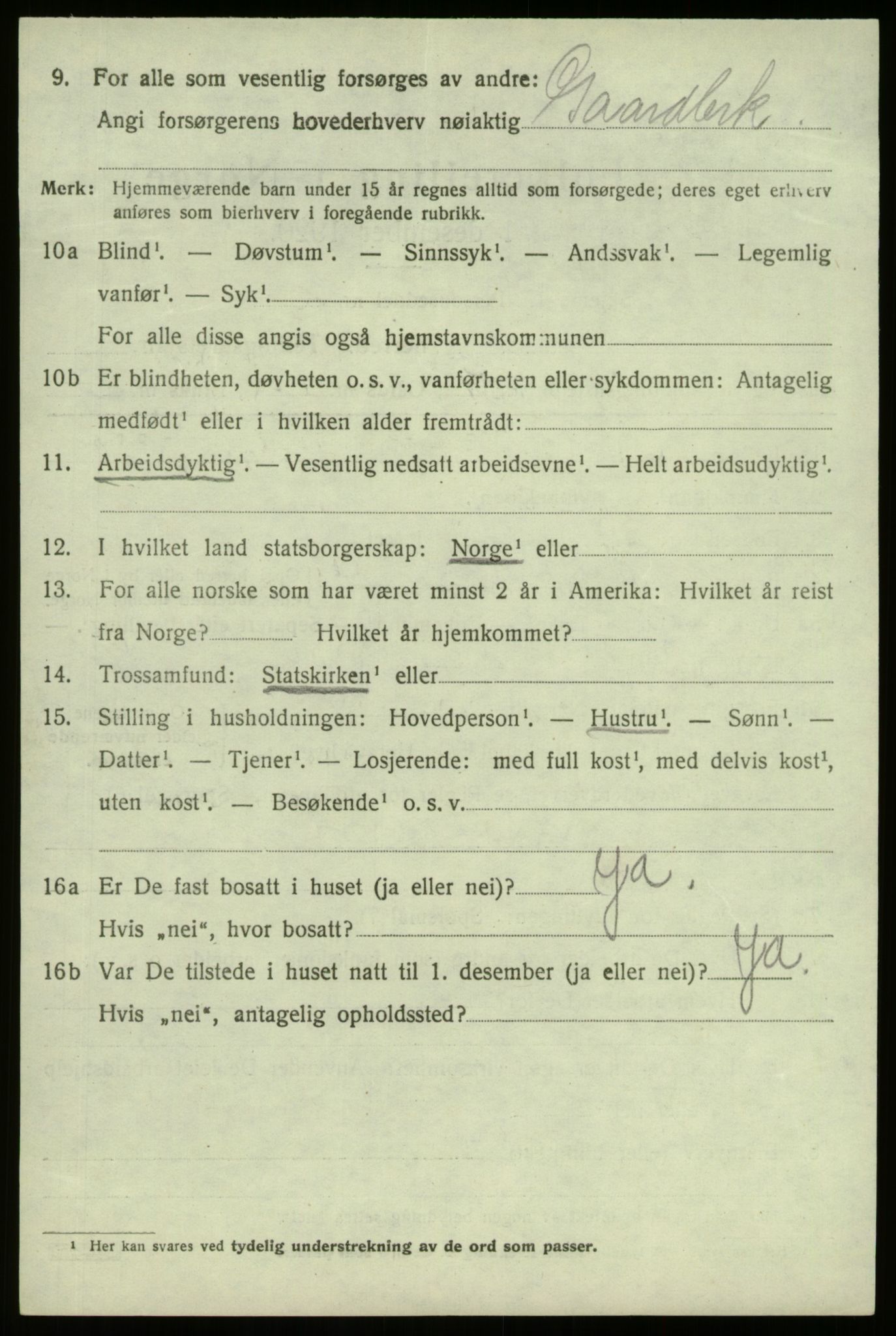 SAB, 1920 census for Selje, 1920, p. 1872