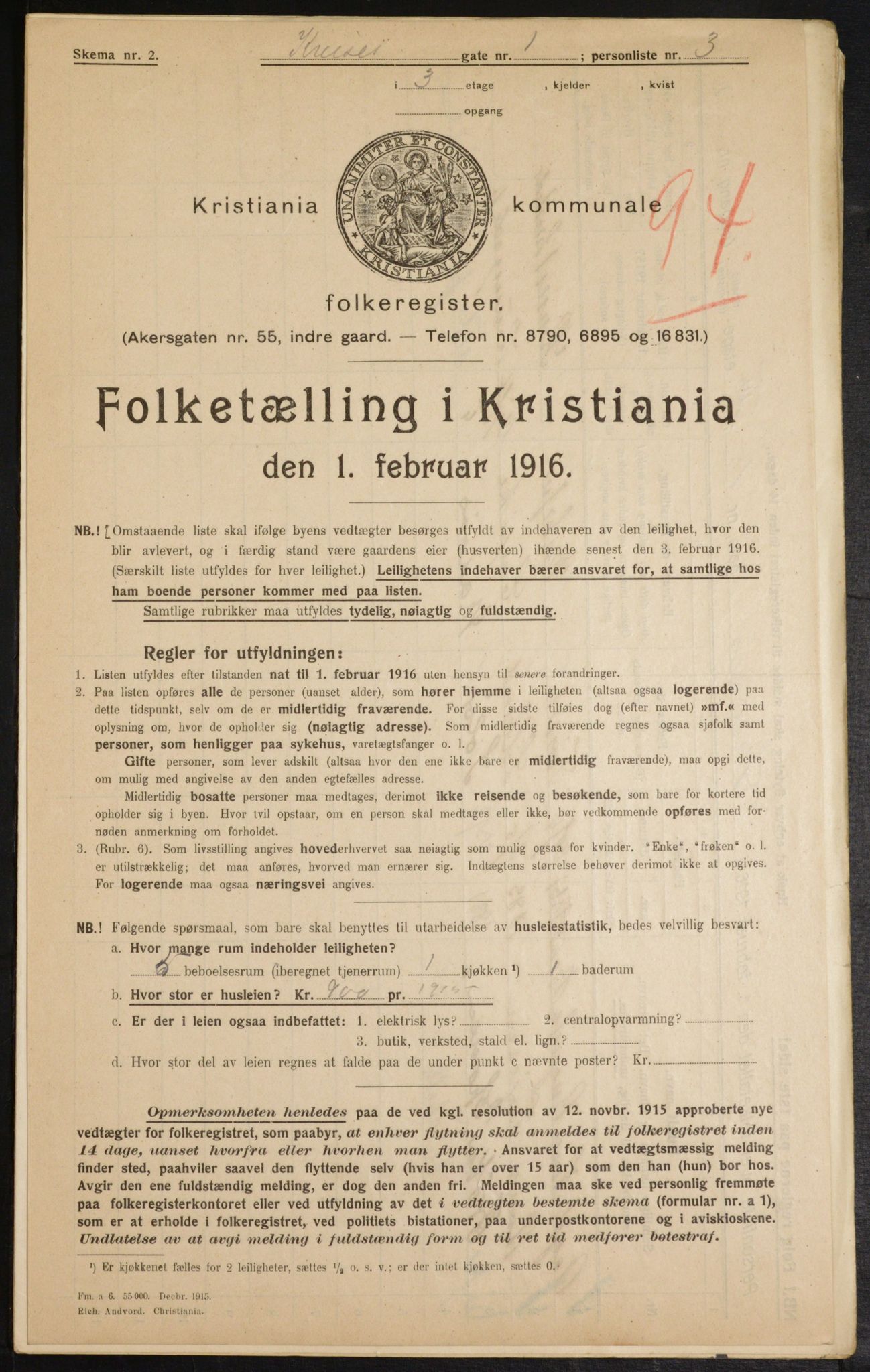 OBA, Municipal Census 1916 for Kristiania, 1916, p. 56110