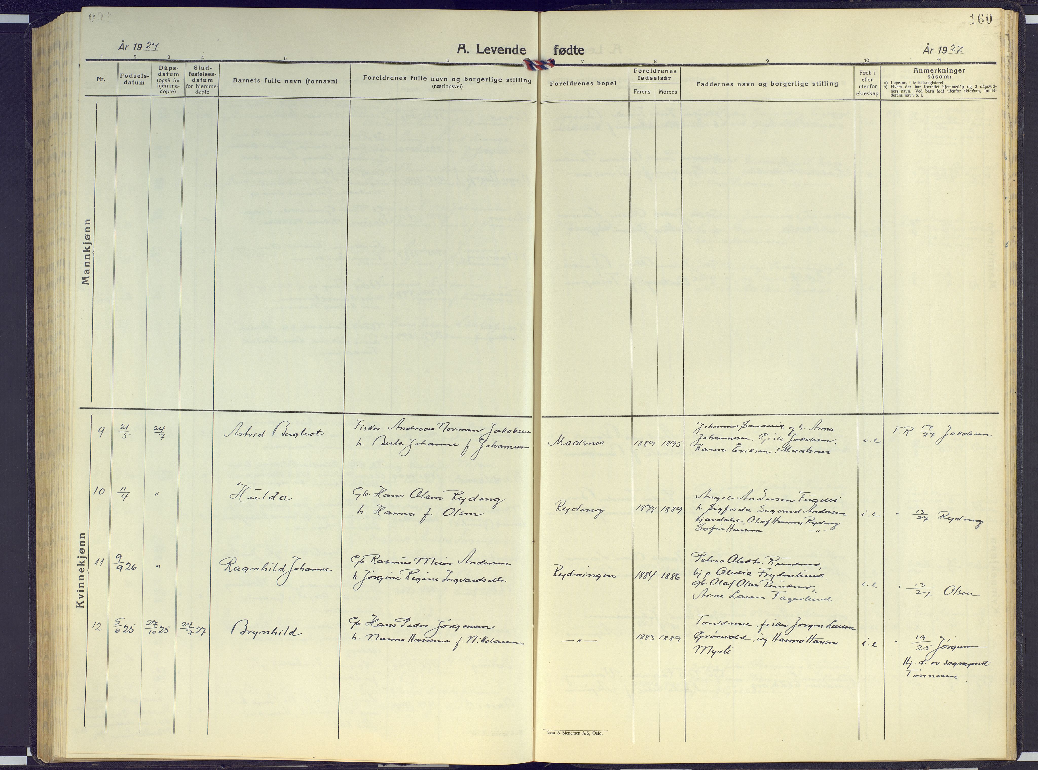 Målselv sokneprestembete, SATØ/S-1311/G/Ga/Gab/L0005klokker: Parish register (copy) no. 5, 1901-1932, p. 160