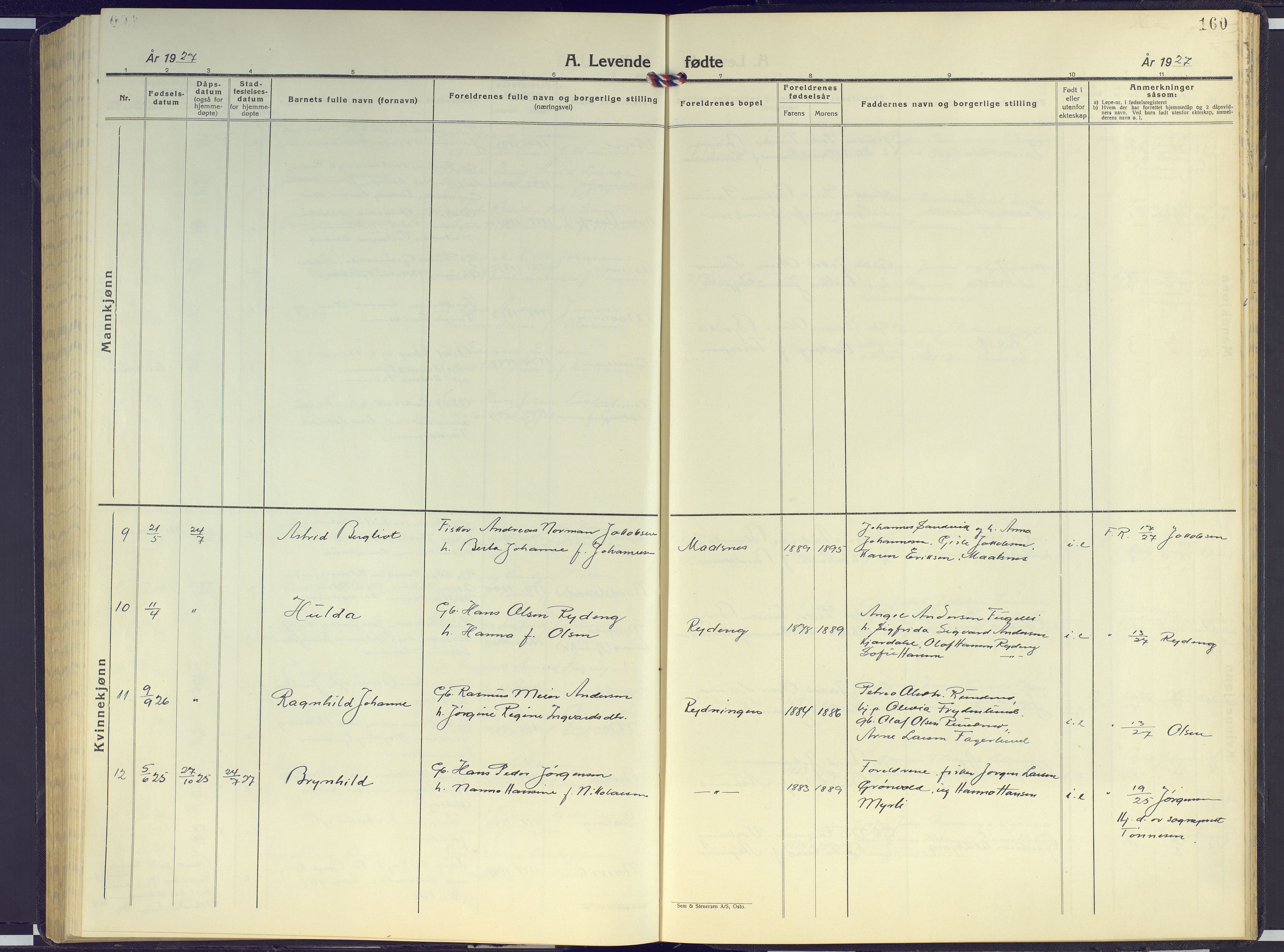 Målselv sokneprestembete, AV/SATØ-S-1311/G/Ga/Gab/L0005klokker: Parish register (copy) no. 5, 1901-1932, p. 160