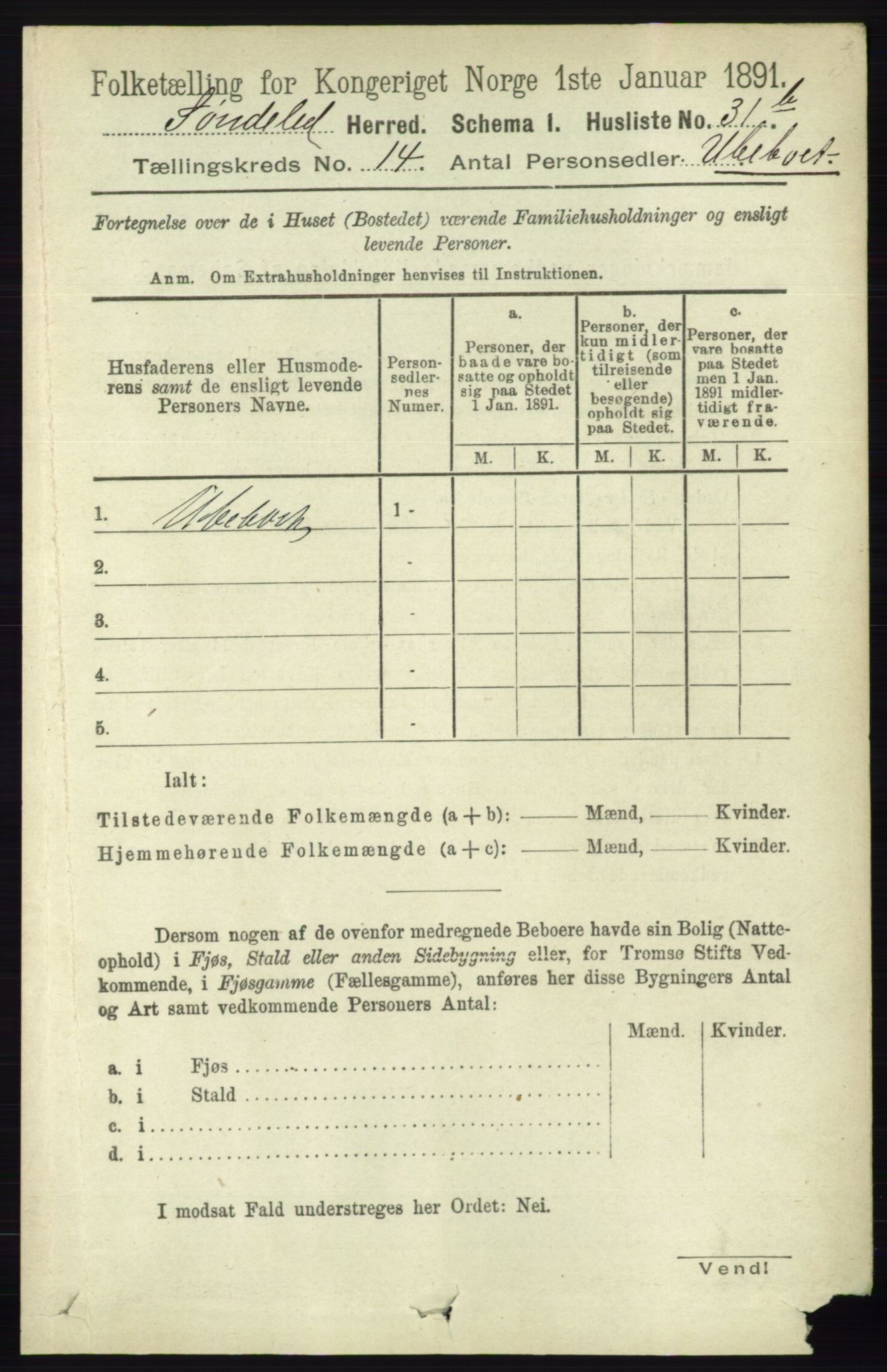 RA, 1891 census for 0913 Søndeled, 1891, p. 4130