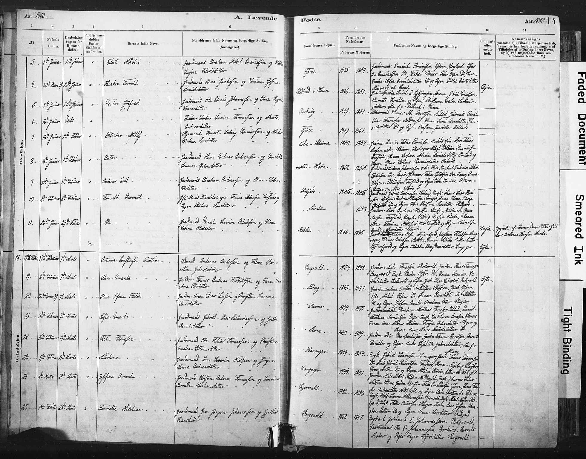 Lista sokneprestkontor, AV/SAK-1111-0027/F/Fa/L0012: Parish register (official) no. A 12, 1879-1903, p. 14