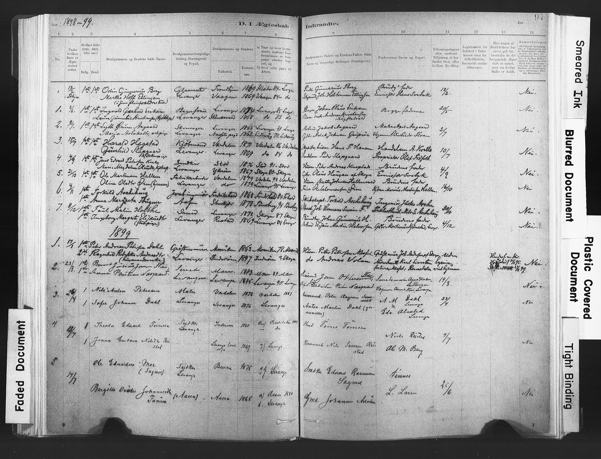 Ministerialprotokoller, klokkerbøker og fødselsregistre - Nord-Trøndelag, SAT/A-1458/720/L0189: Parish register (official) no. 720A05, 1880-1911, p. 94