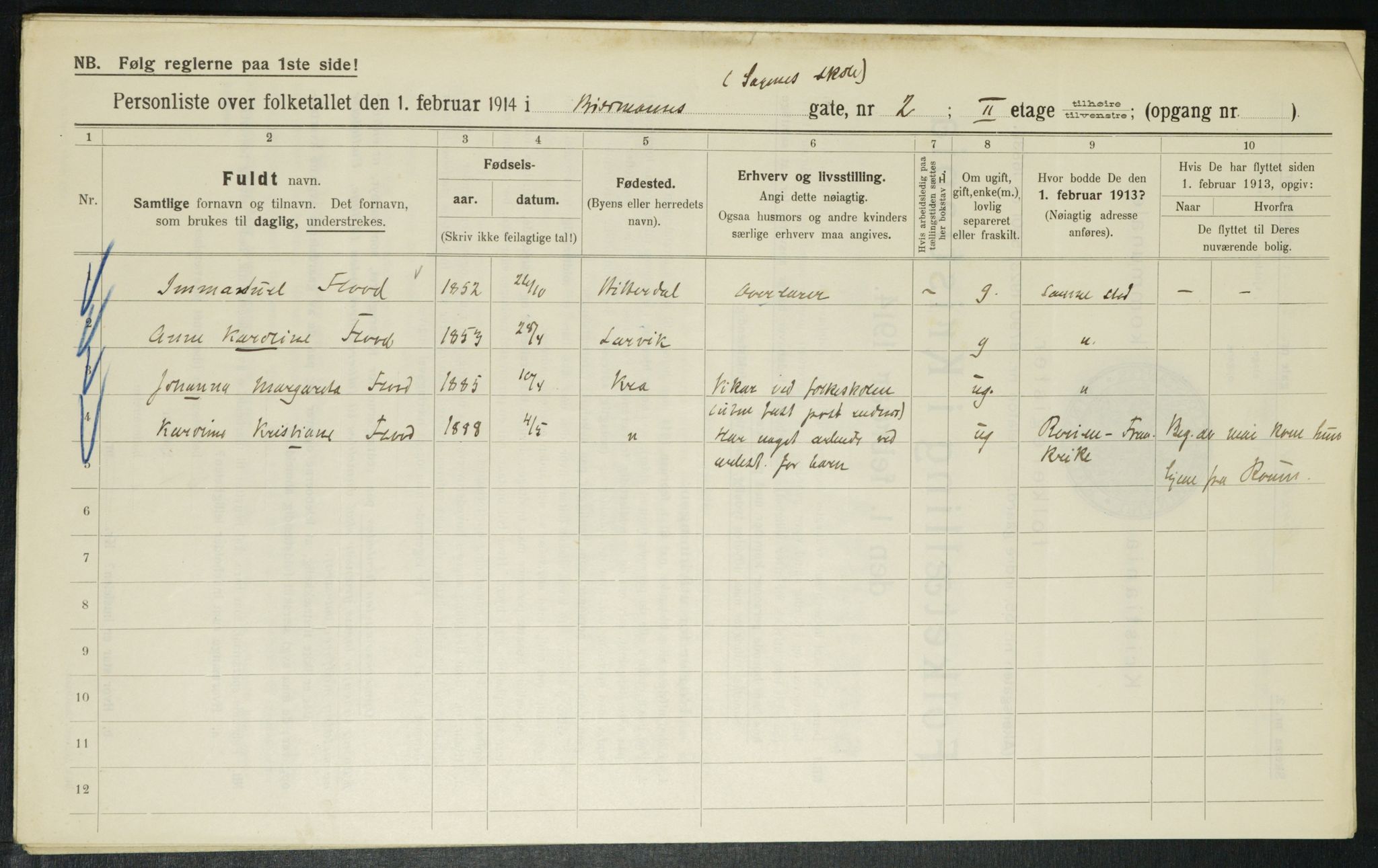 OBA, Municipal Census 1914 for Kristiania, 1914, p. 4782