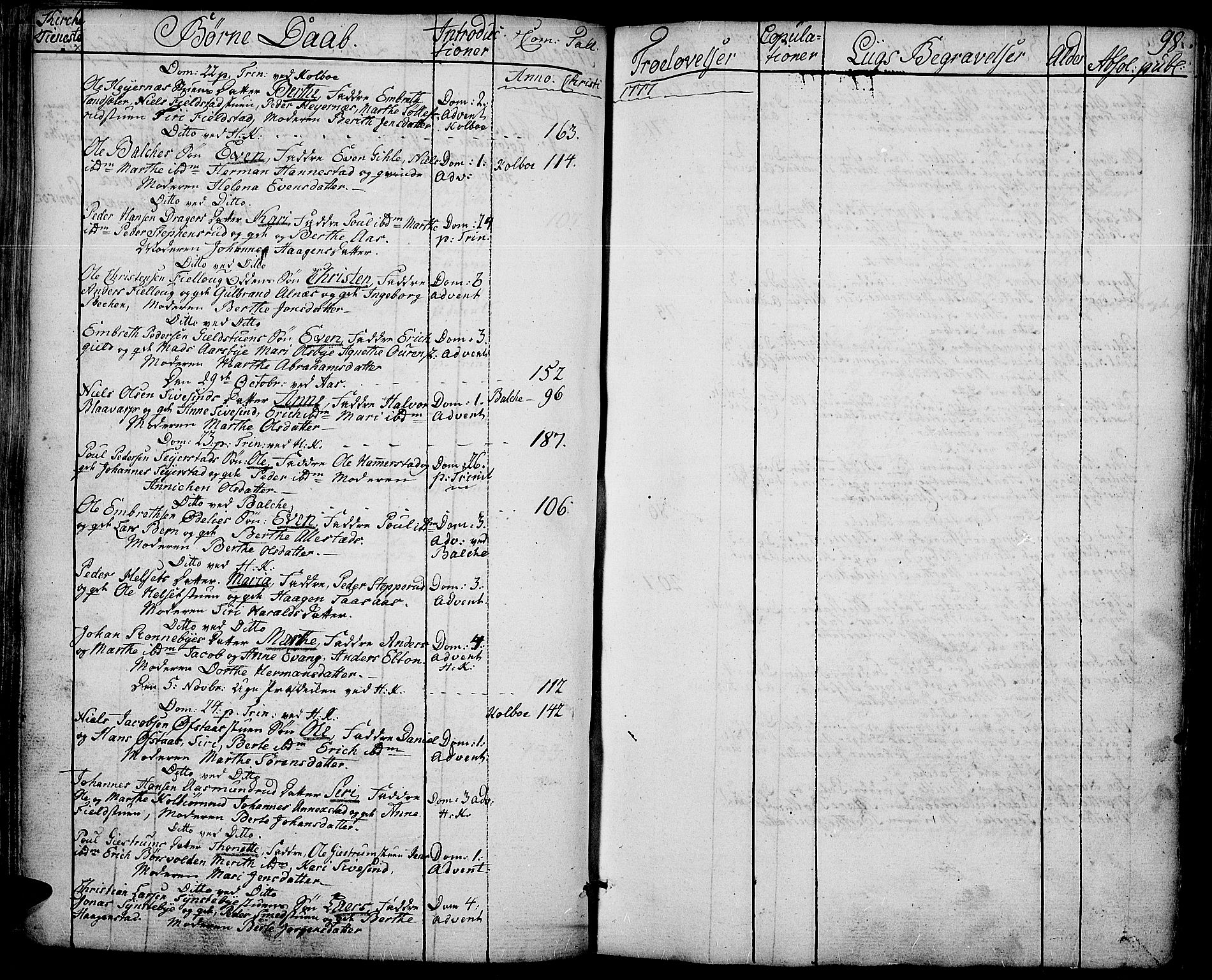 Toten prestekontor, AV/SAH-PREST-102/H/Ha/Haa/L0006: Parish register (official) no. 6, 1773-1793, p. 98