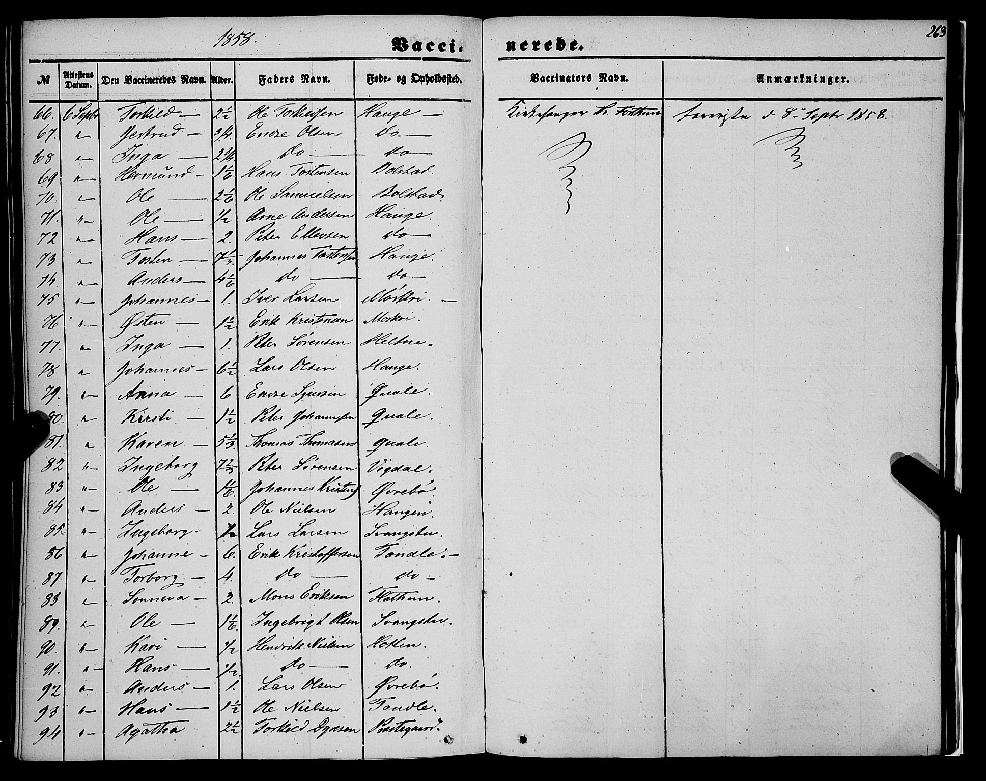 Luster sokneprestembete, AV/SAB-A-81101/H/Haa/Haaa/L0007: Parish register (official) no. A 7, 1849-1859, p. 263