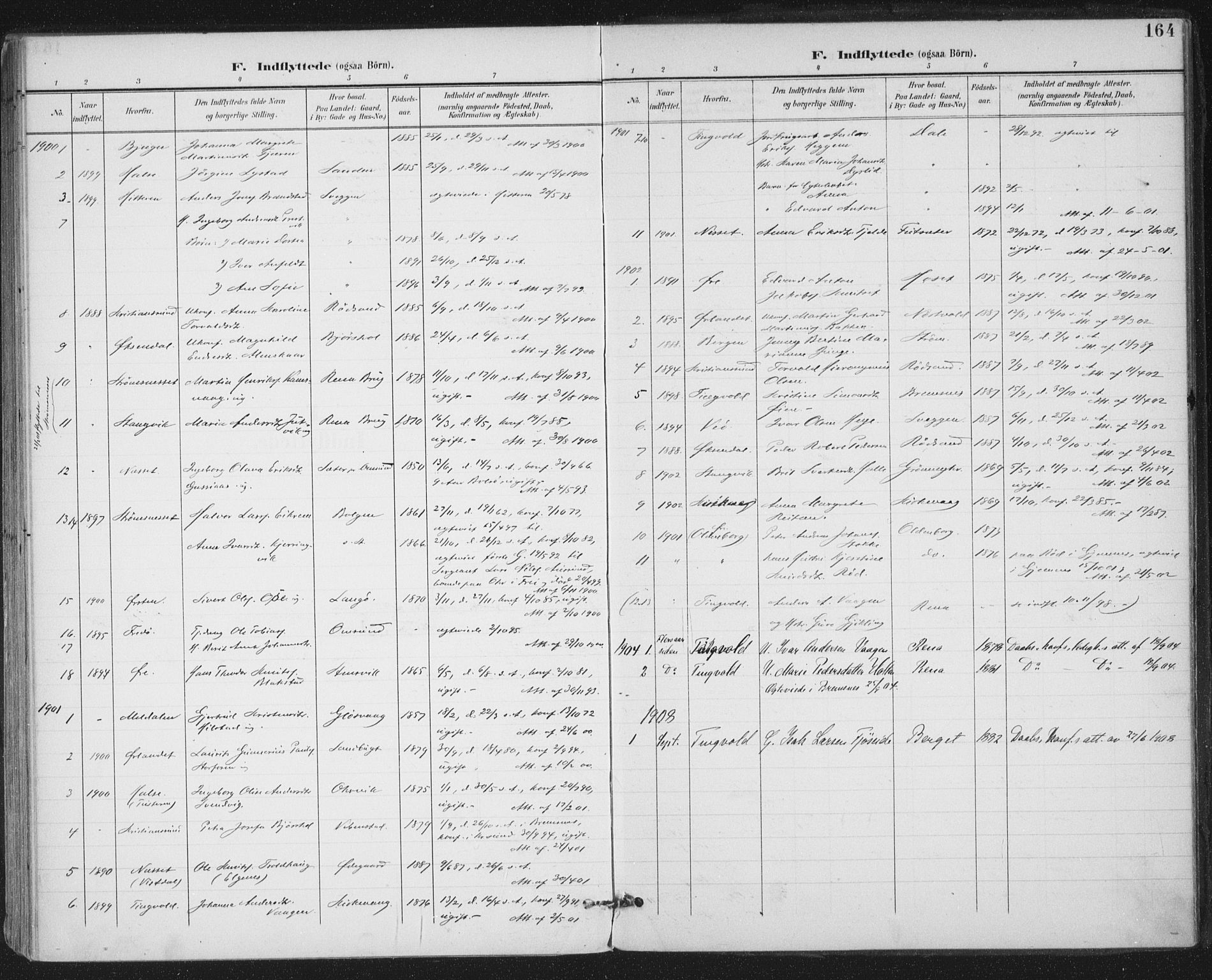 Ministerialprotokoller, klokkerbøker og fødselsregistre - Møre og Romsdal, SAT/A-1454/569/L0820: Parish register (official) no. 569A06, 1900-1911, p. 164