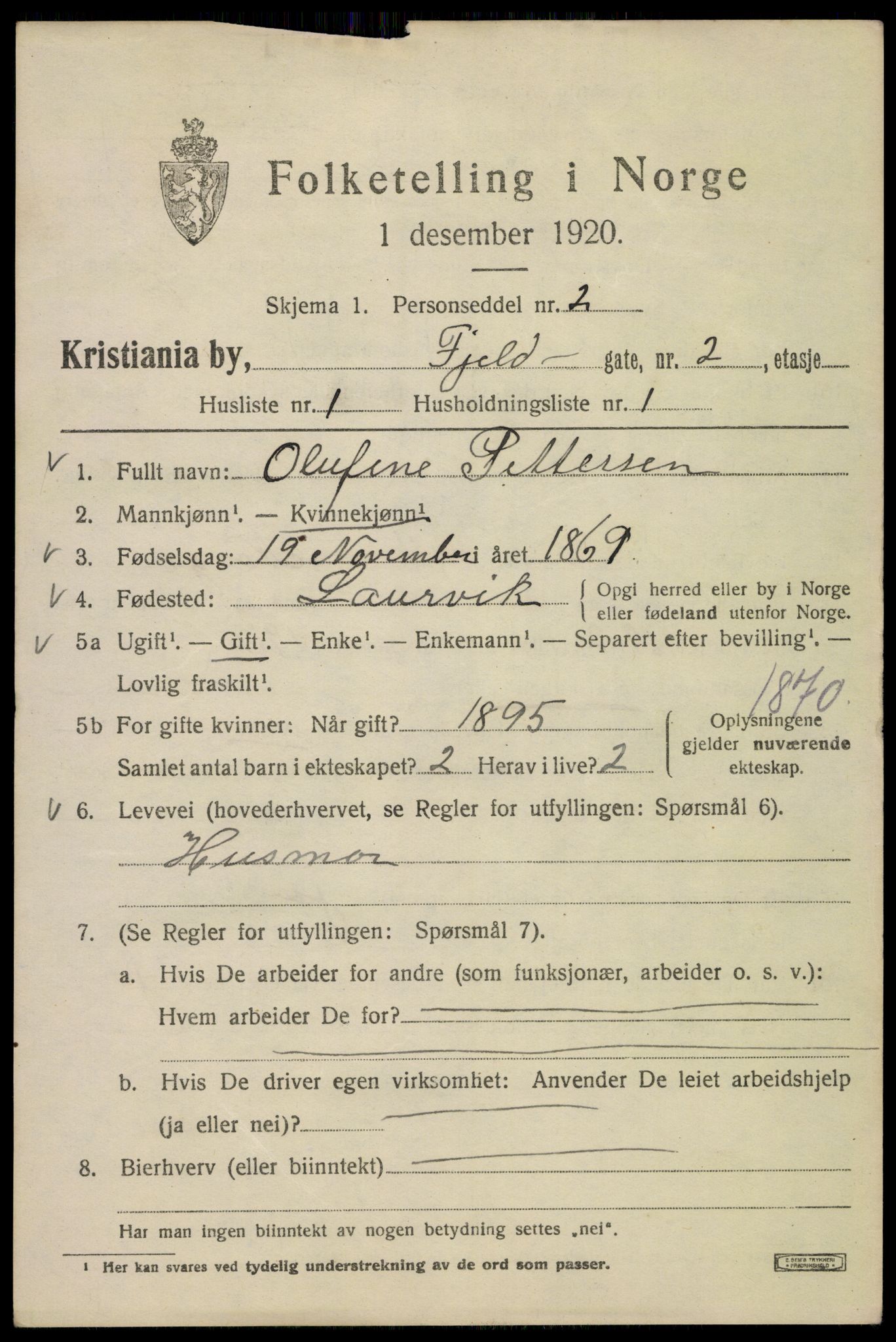 SAO, 1920 census for Kristiania, 1920, p. 229067