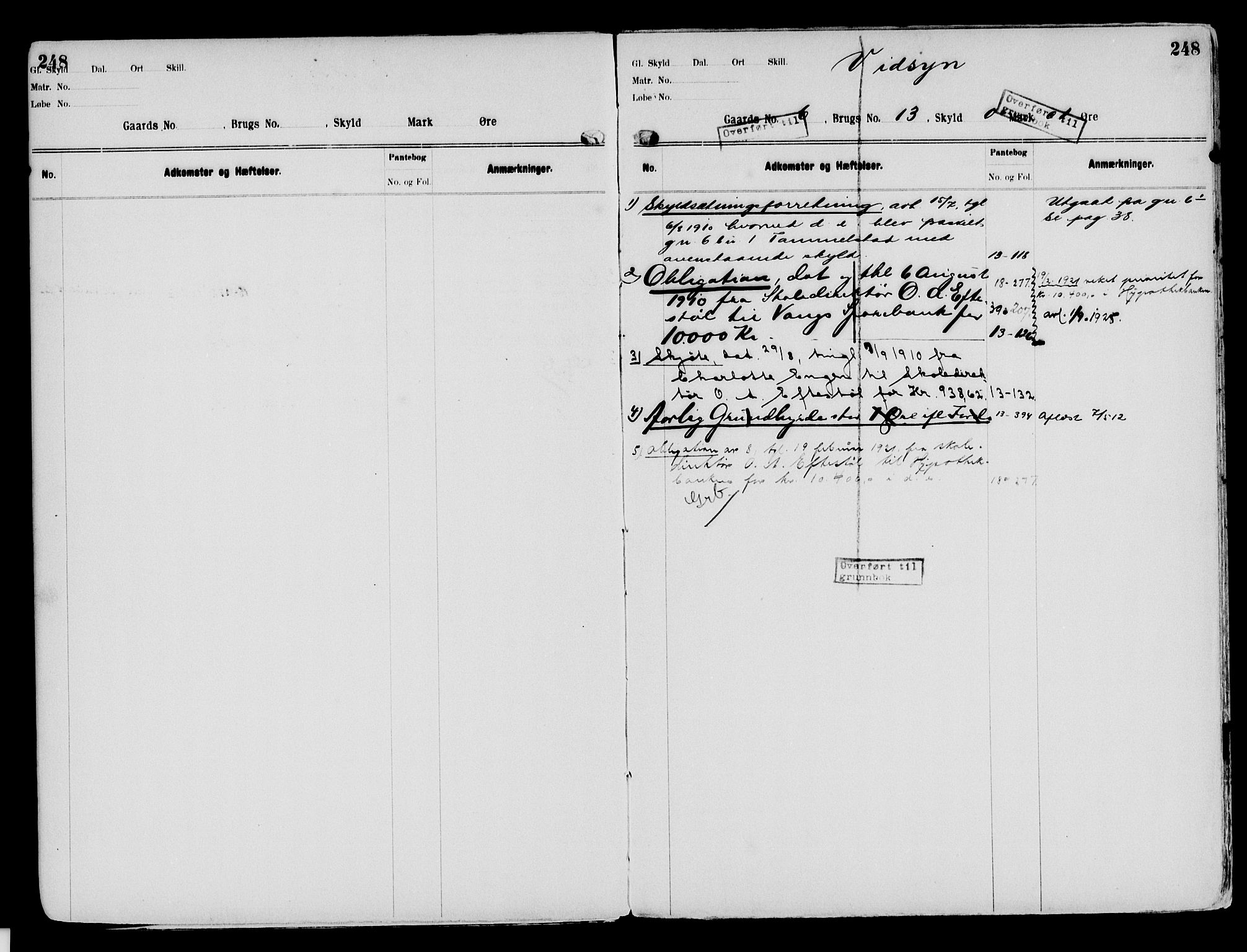 Nord-Hedmark sorenskriveri, SAH/TING-012/H/Ha/Had/Hade/L0003: Mortgage register no. 4.3, 1899-1940, p. 248